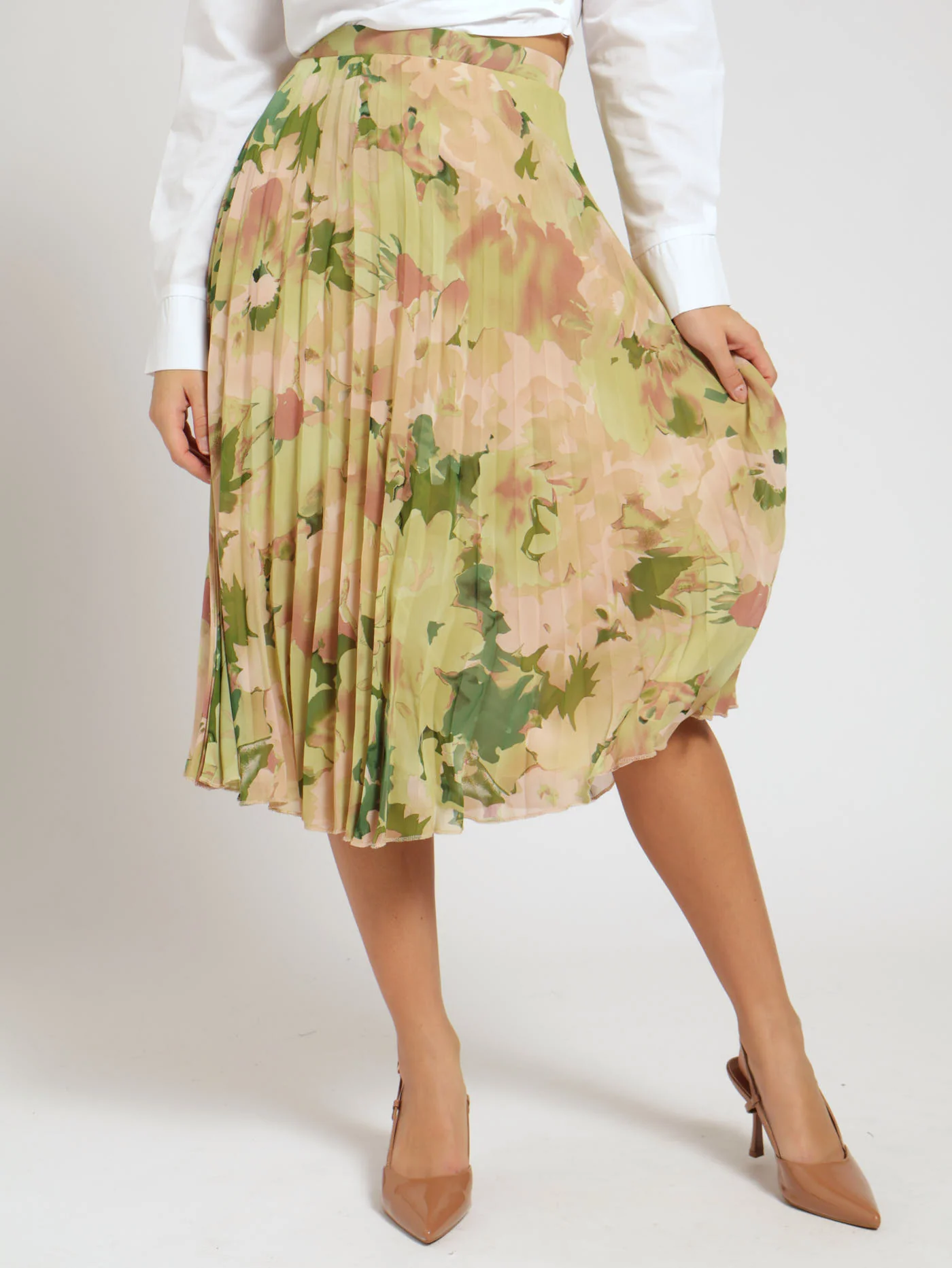 Pleated Chiffon Skirt - Floral