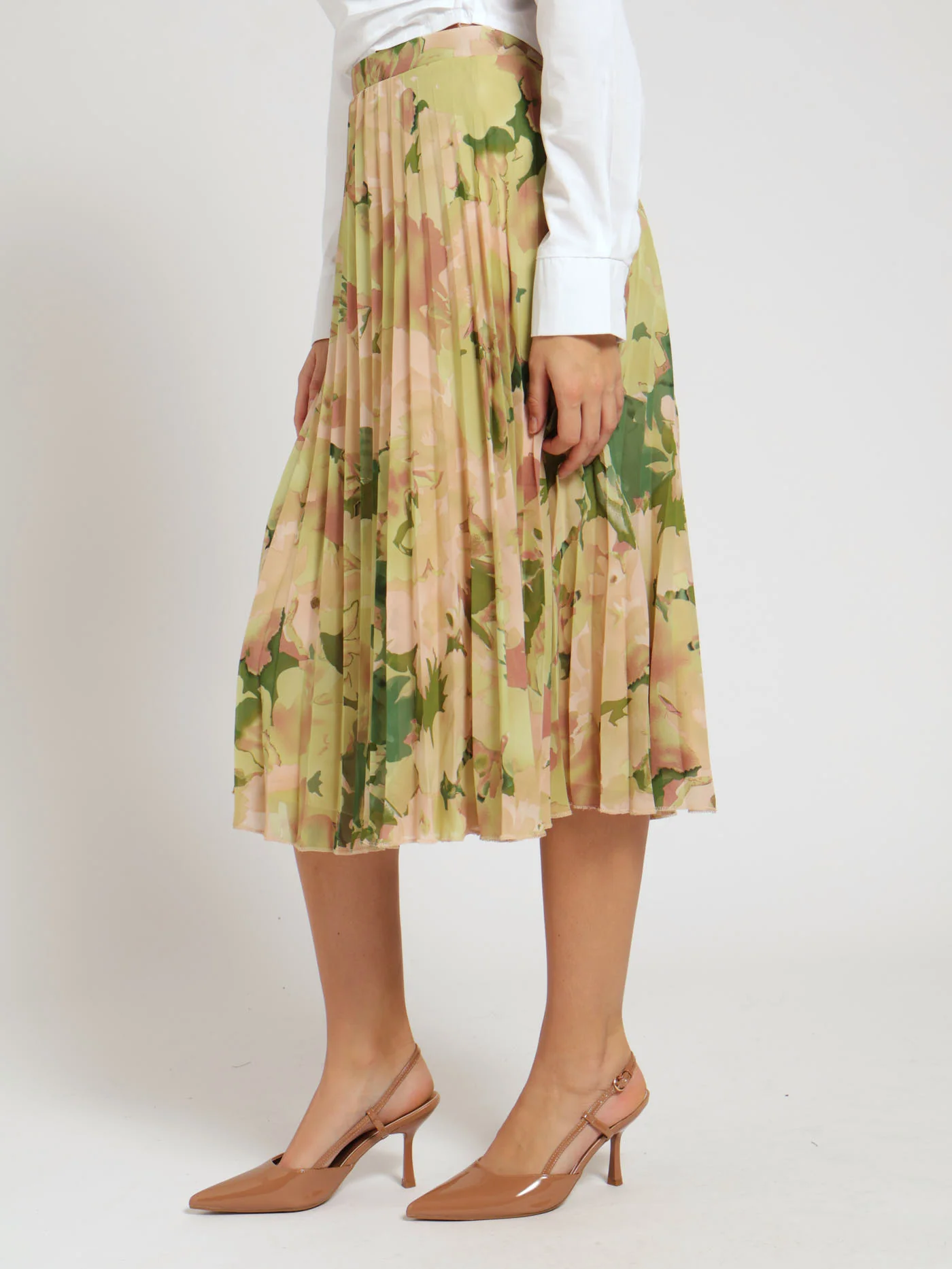 Pleated Chiffon Skirt - Floral - Image 2