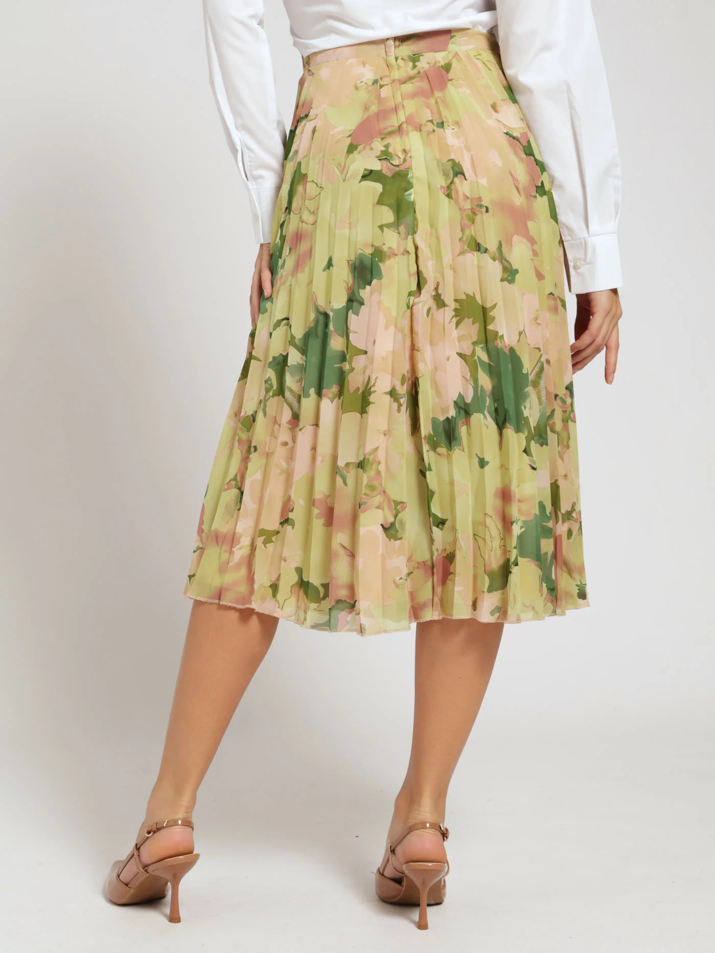 Pleated Chiffon Skirt - Floral - Image 3