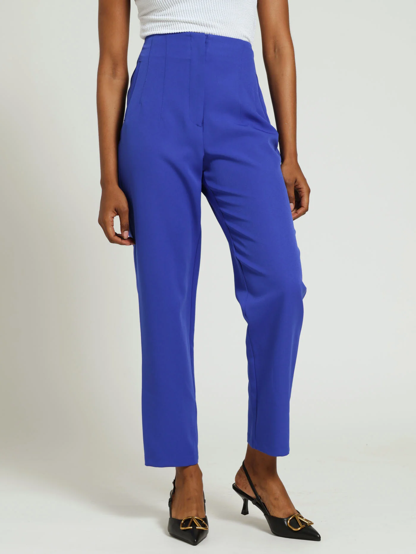 Pleated Detail Straightleg Pants - Cobalt