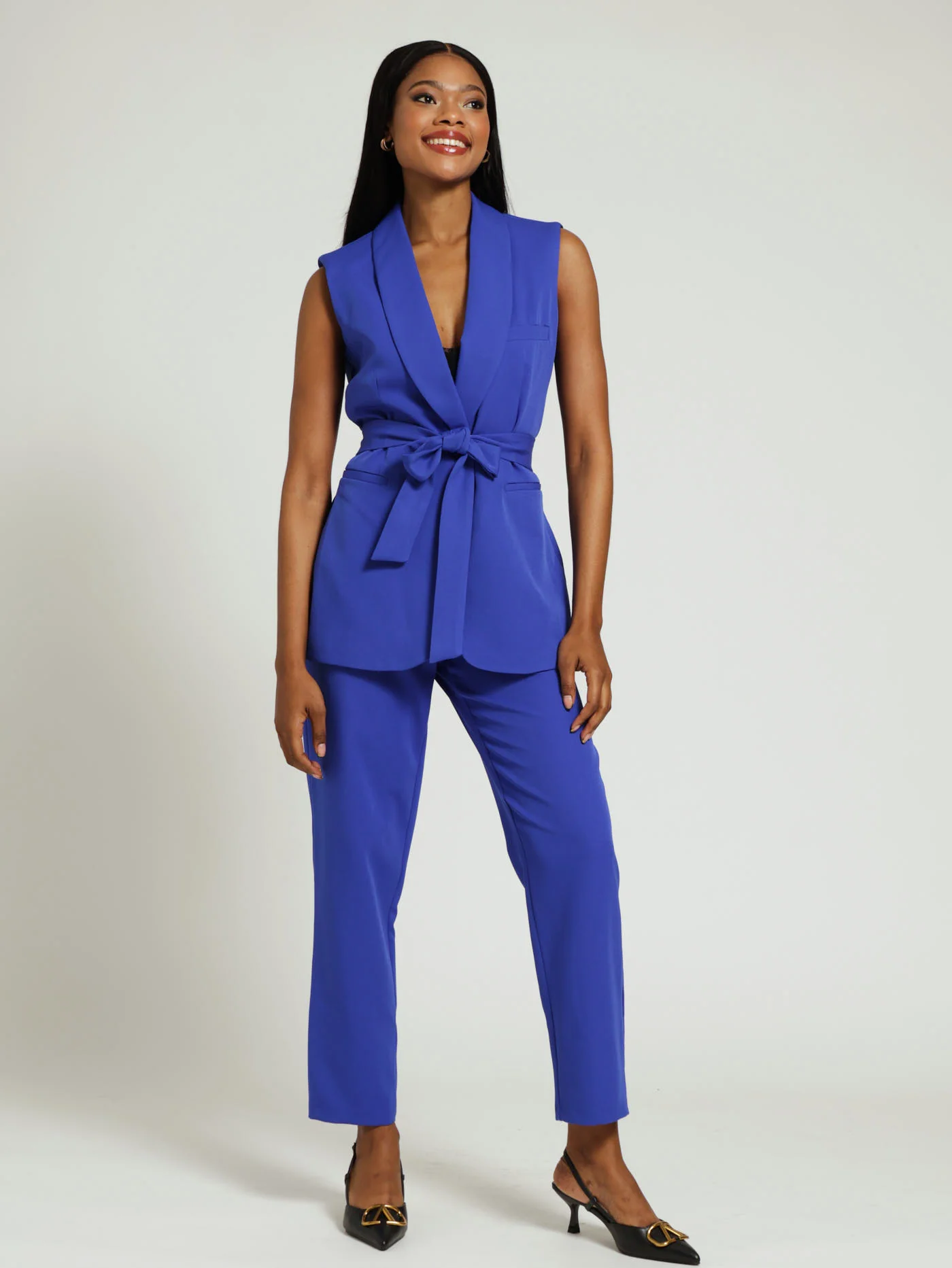 Pleated Detail Straightleg Pants - Cobalt - Image 2