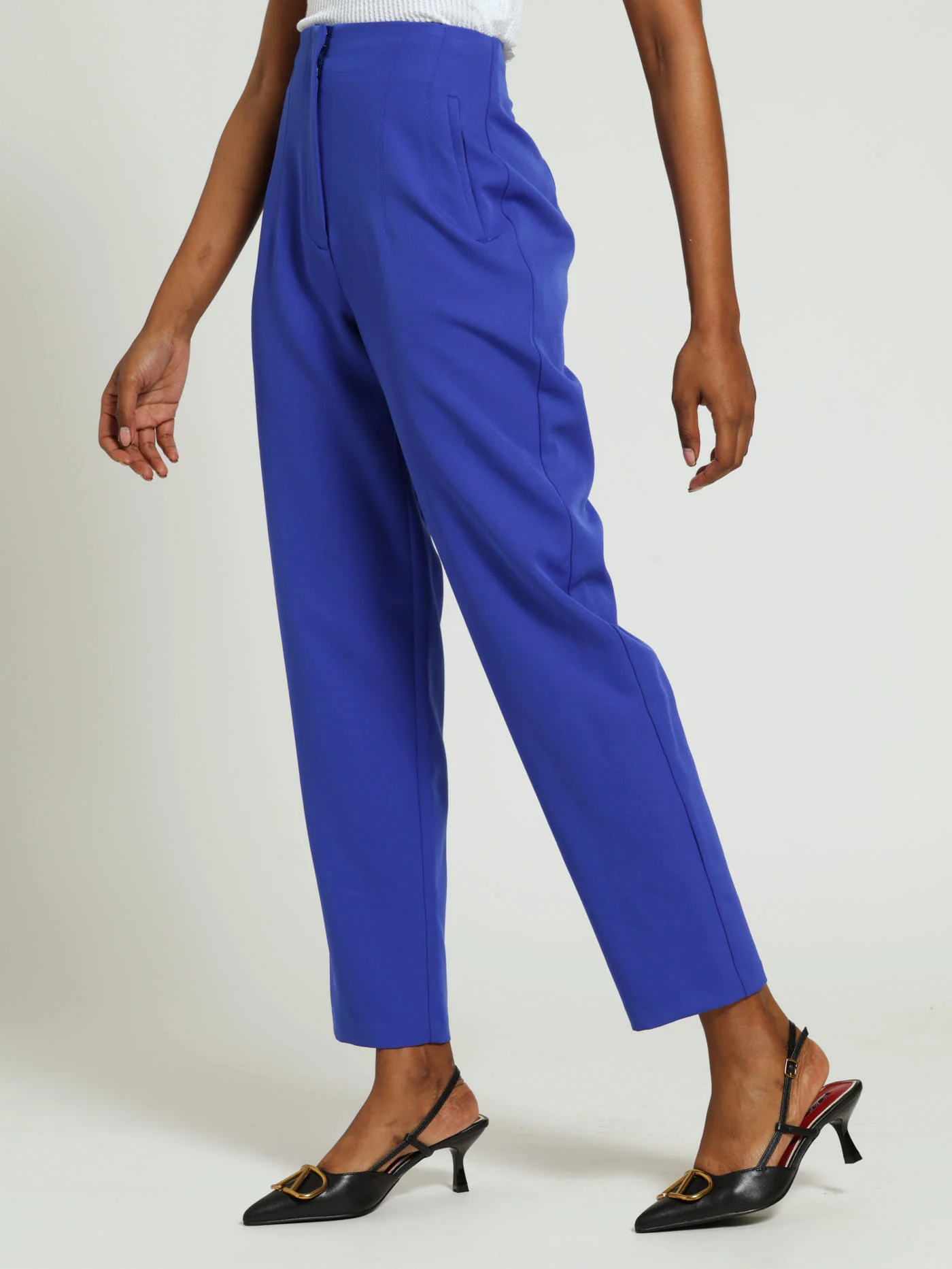 Pleated Detail Straightleg Pants - Cobalt - Image 3