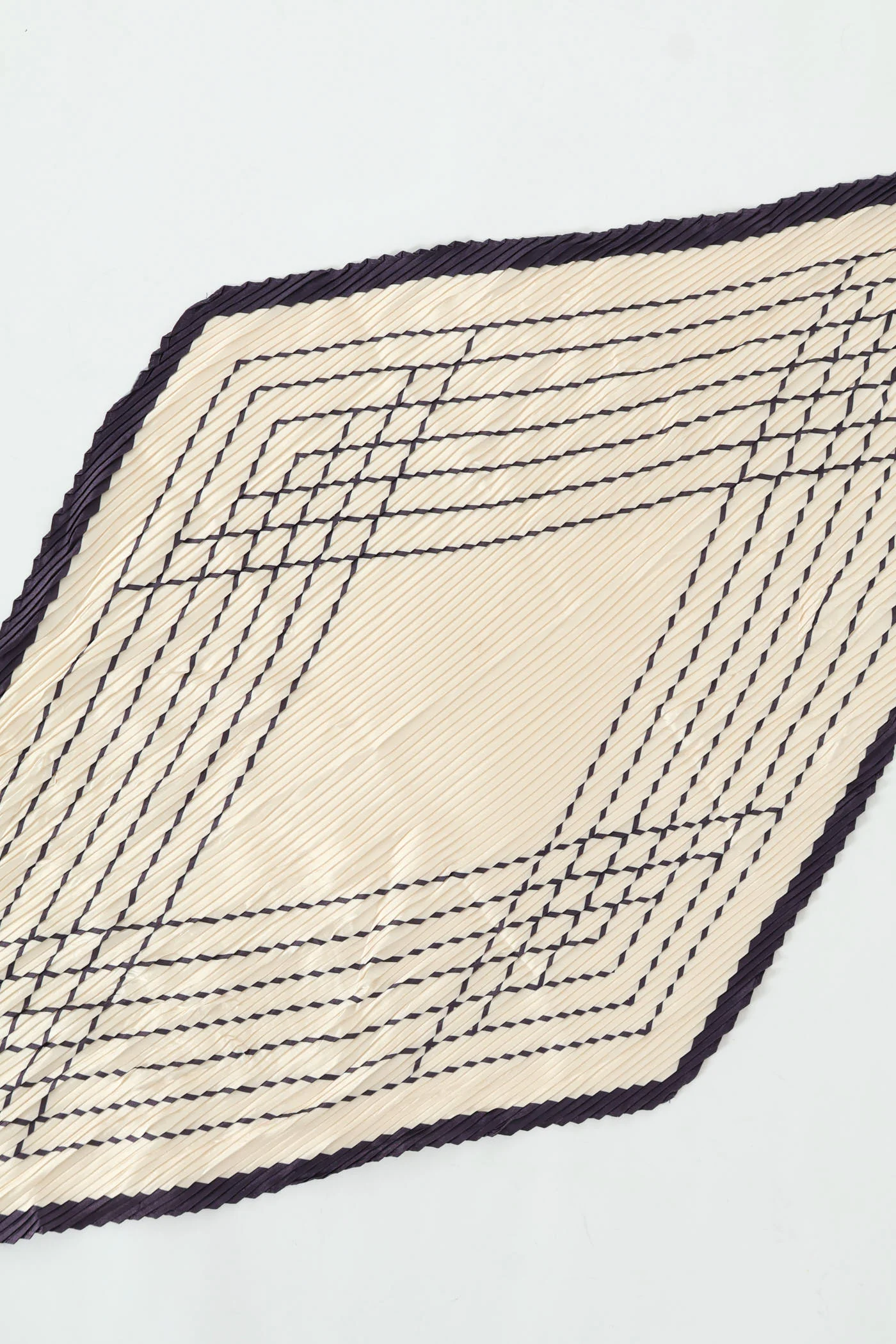 Pleated Geo Print Satin Scarf - Cream - Image 2