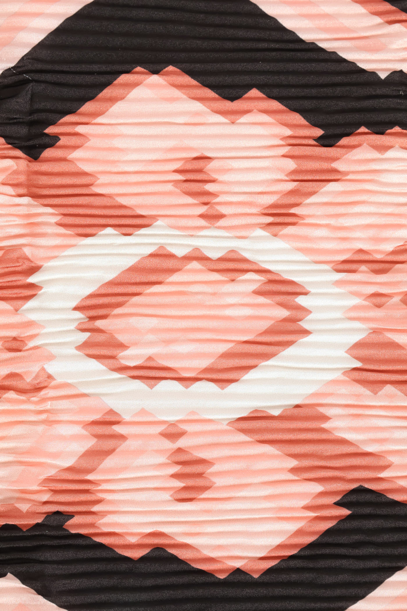 Pleated Geometric Print Satin Scarf - Multi - Image 3