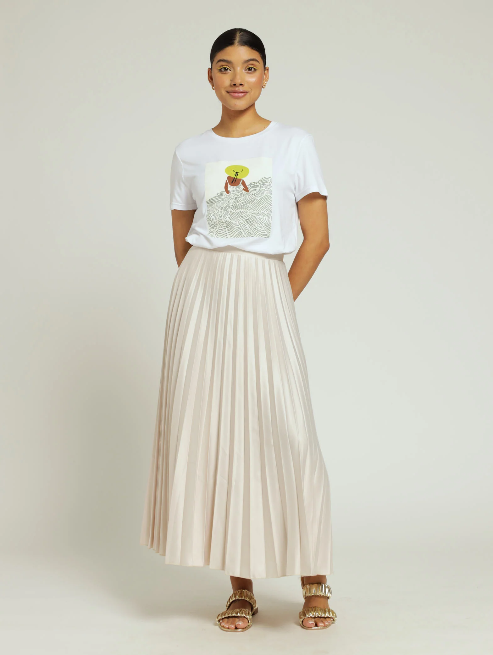 Pleated Skirt - Beige - Image 4