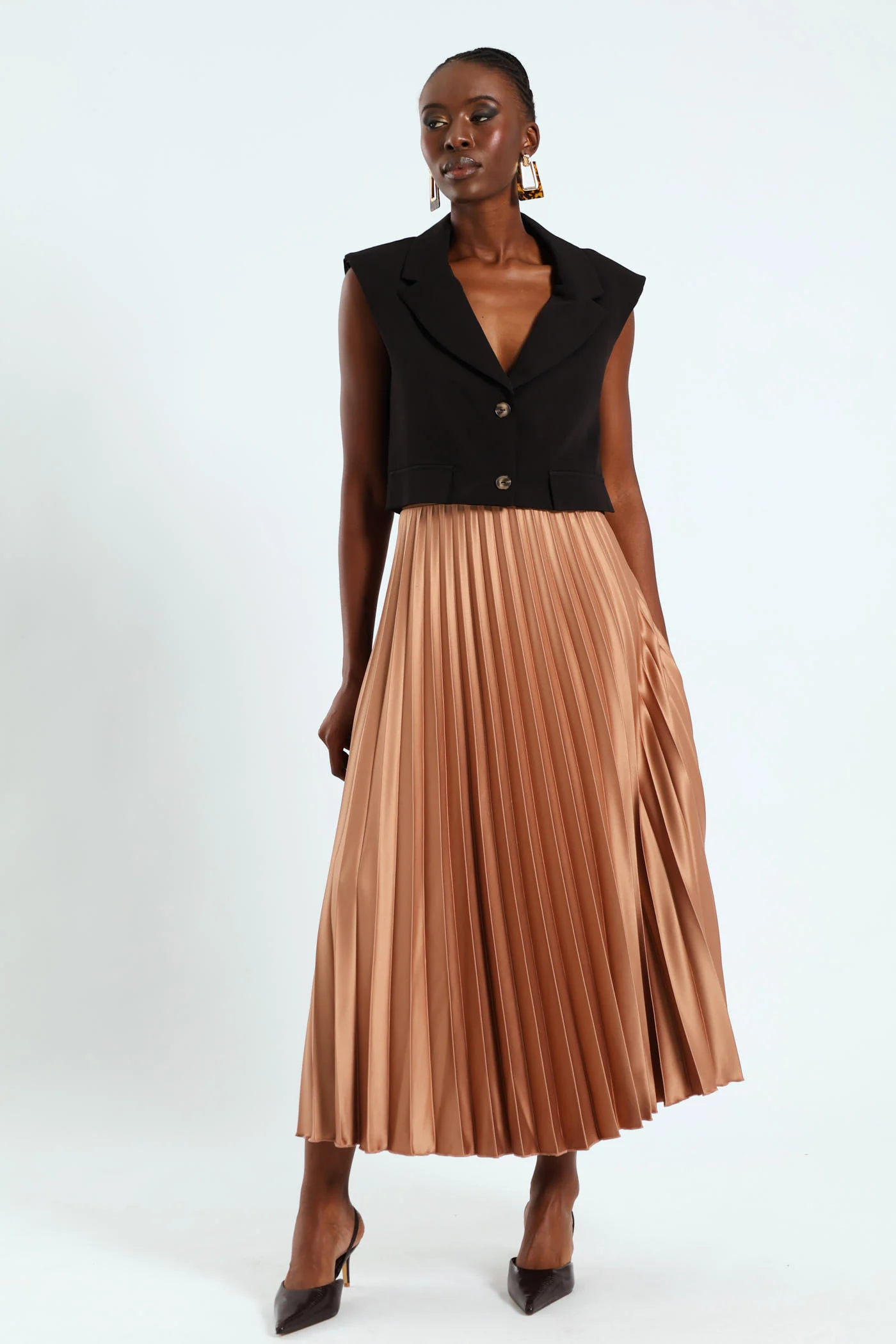 Pleated Skirt - Brown - Image 2