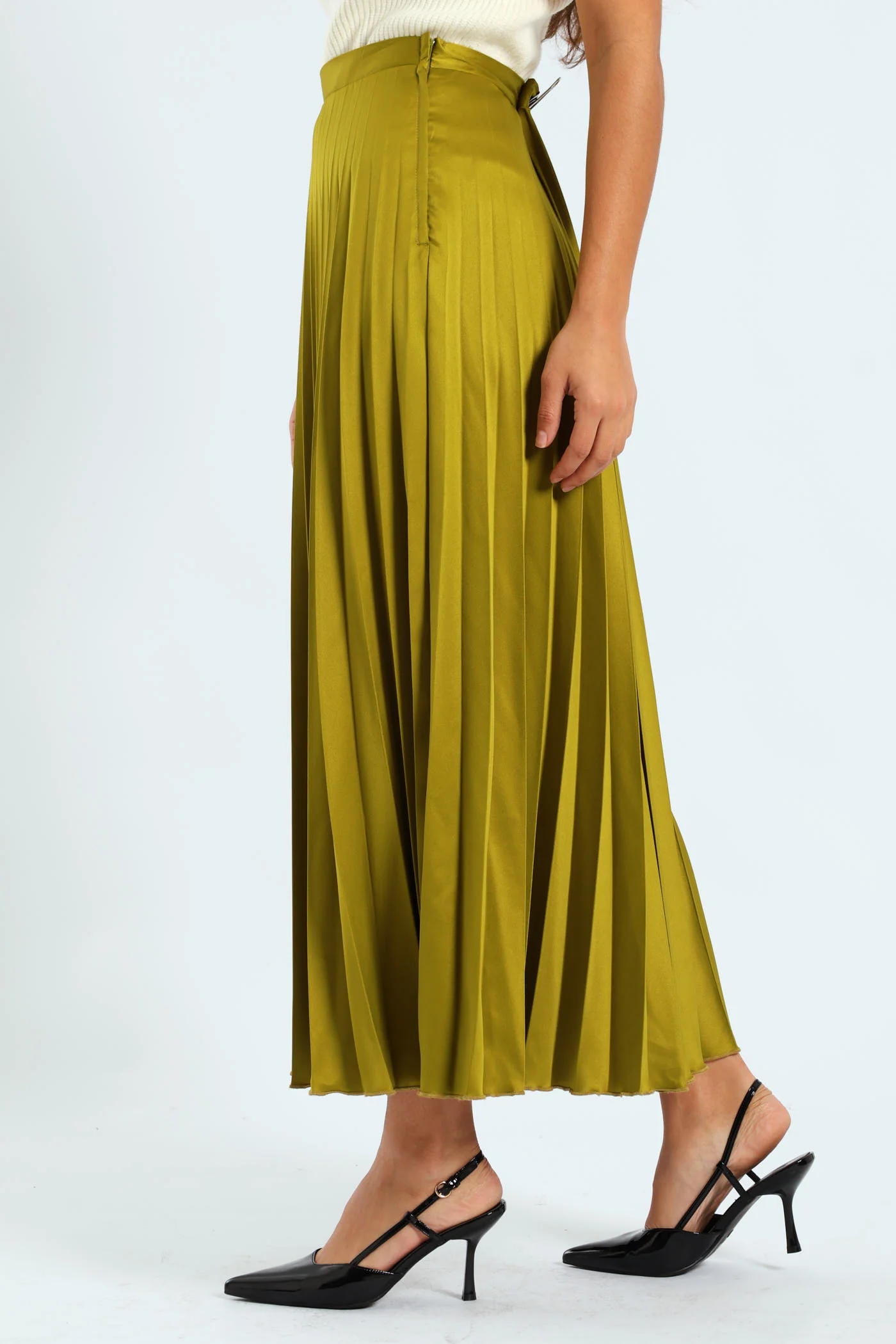 Pleated Skirt - Chartreuse - Image 3