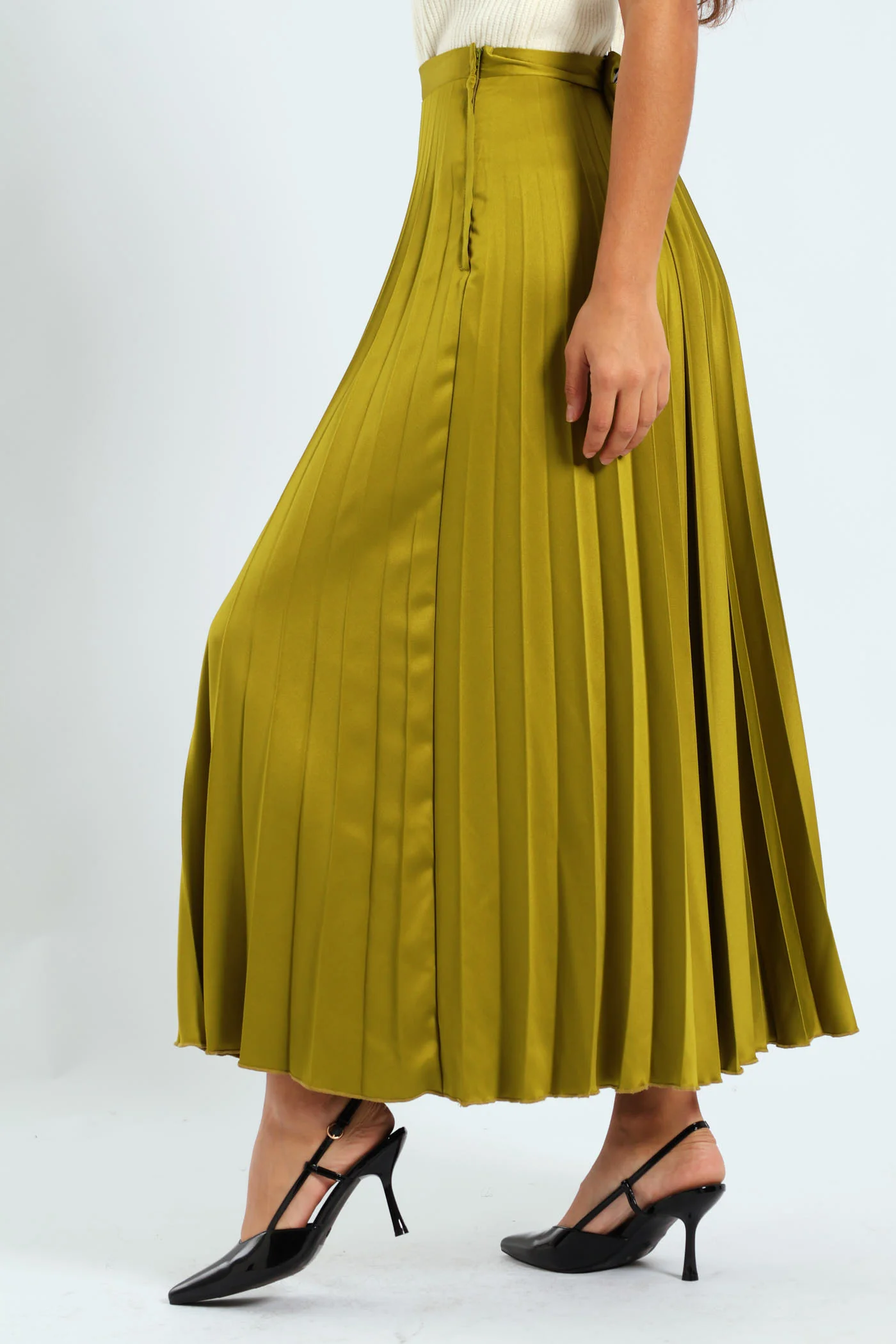 Pleated Skirt - Chartreuse - Image 4
