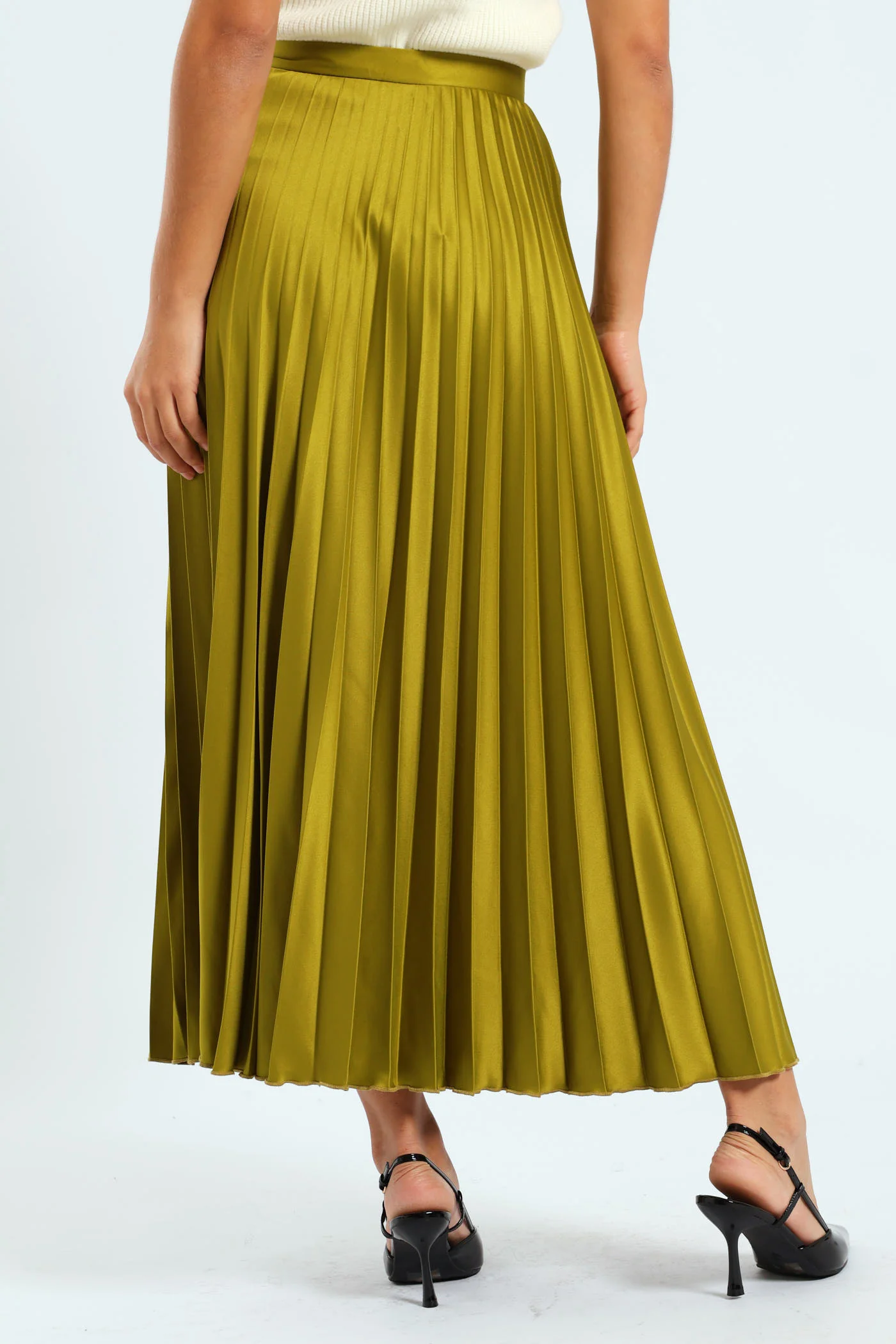Pleated Skirt - Chartreuse - Image 5