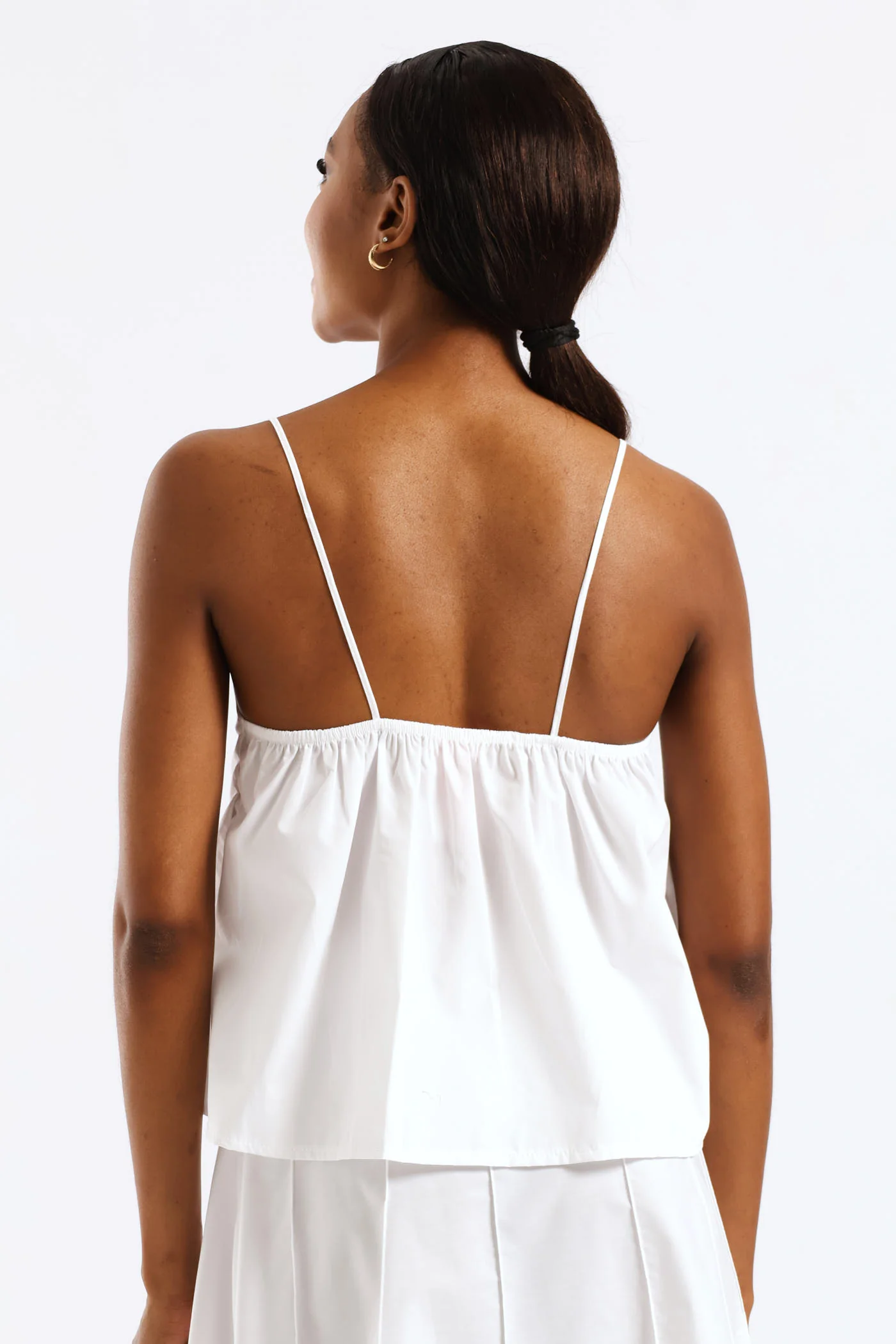 Pleated Strappy Poplin Top - White - Image 2