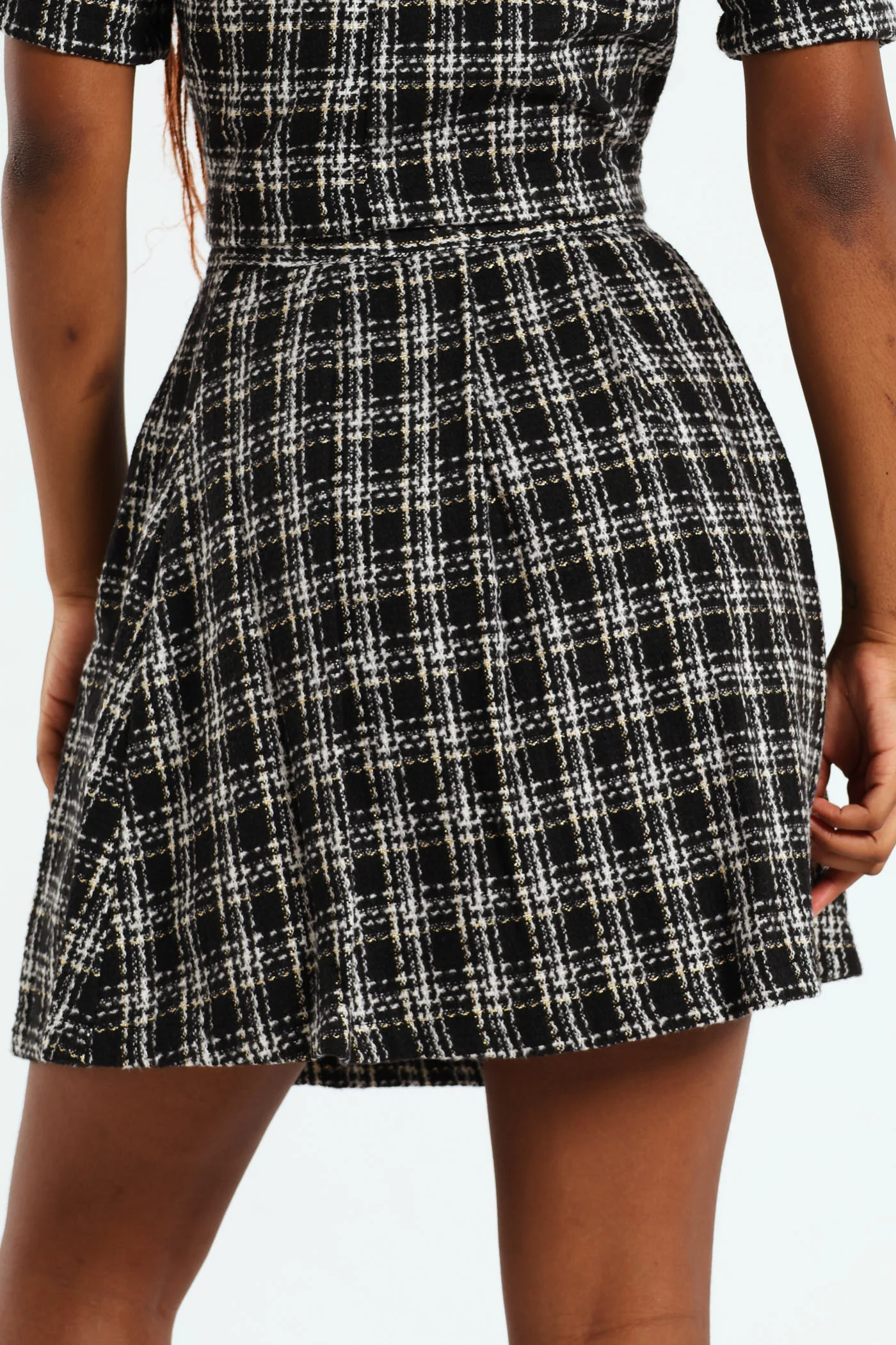 Pleated Tweed Skirt - Black/White - Image 4