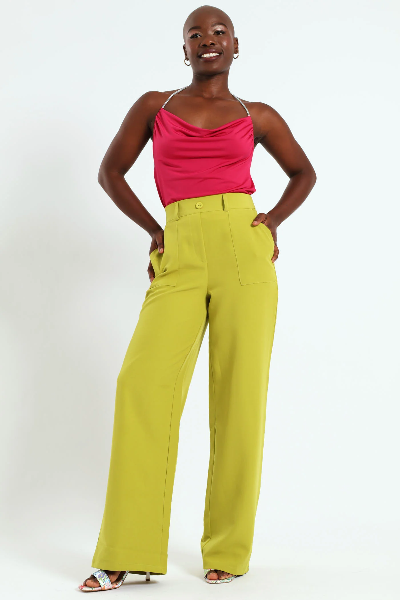 Pocket Detail Barbie Pants - Chartreuse - Image 2