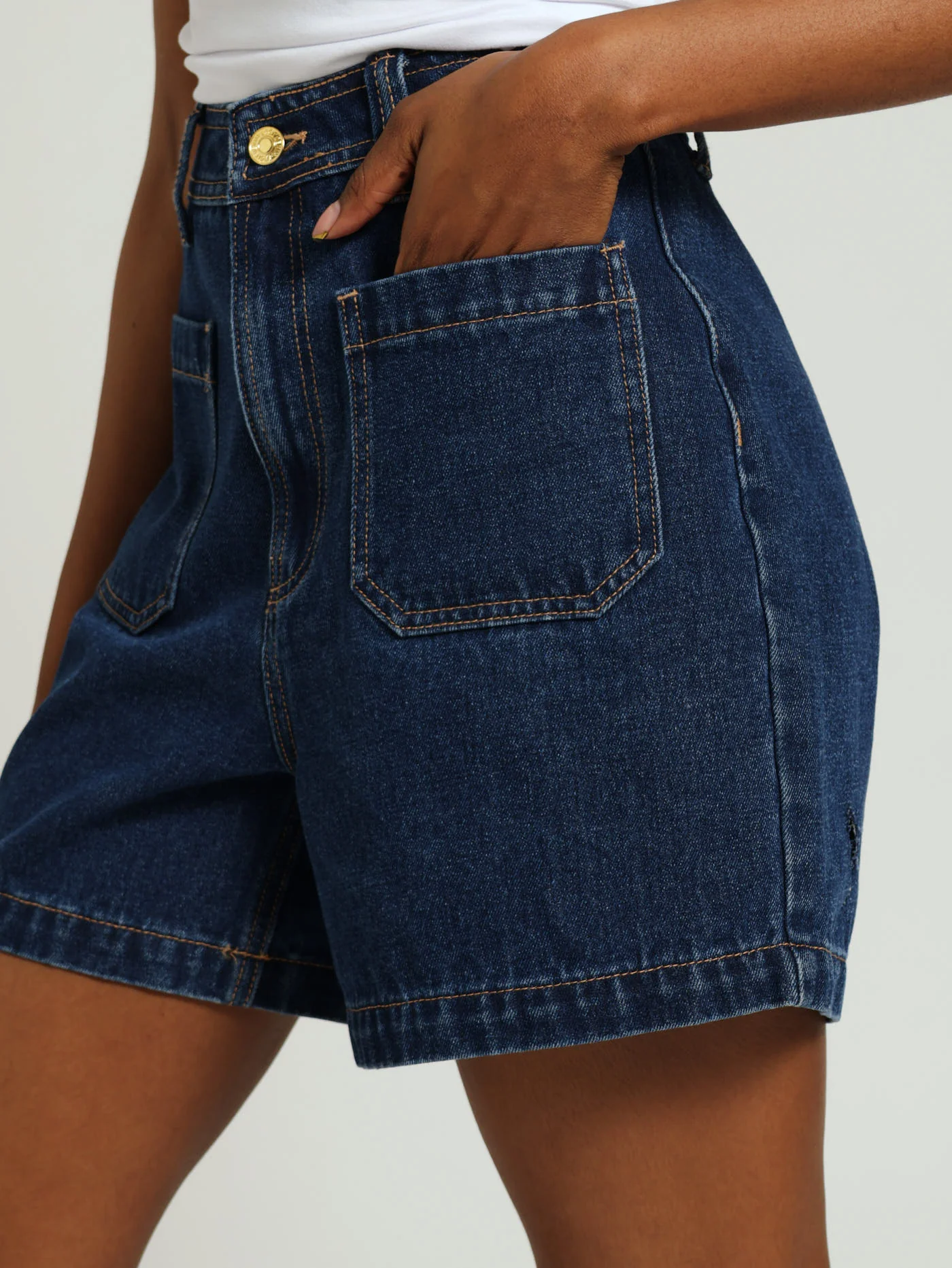 Pocket Detail Denim Short - Dark Ink - Image 3