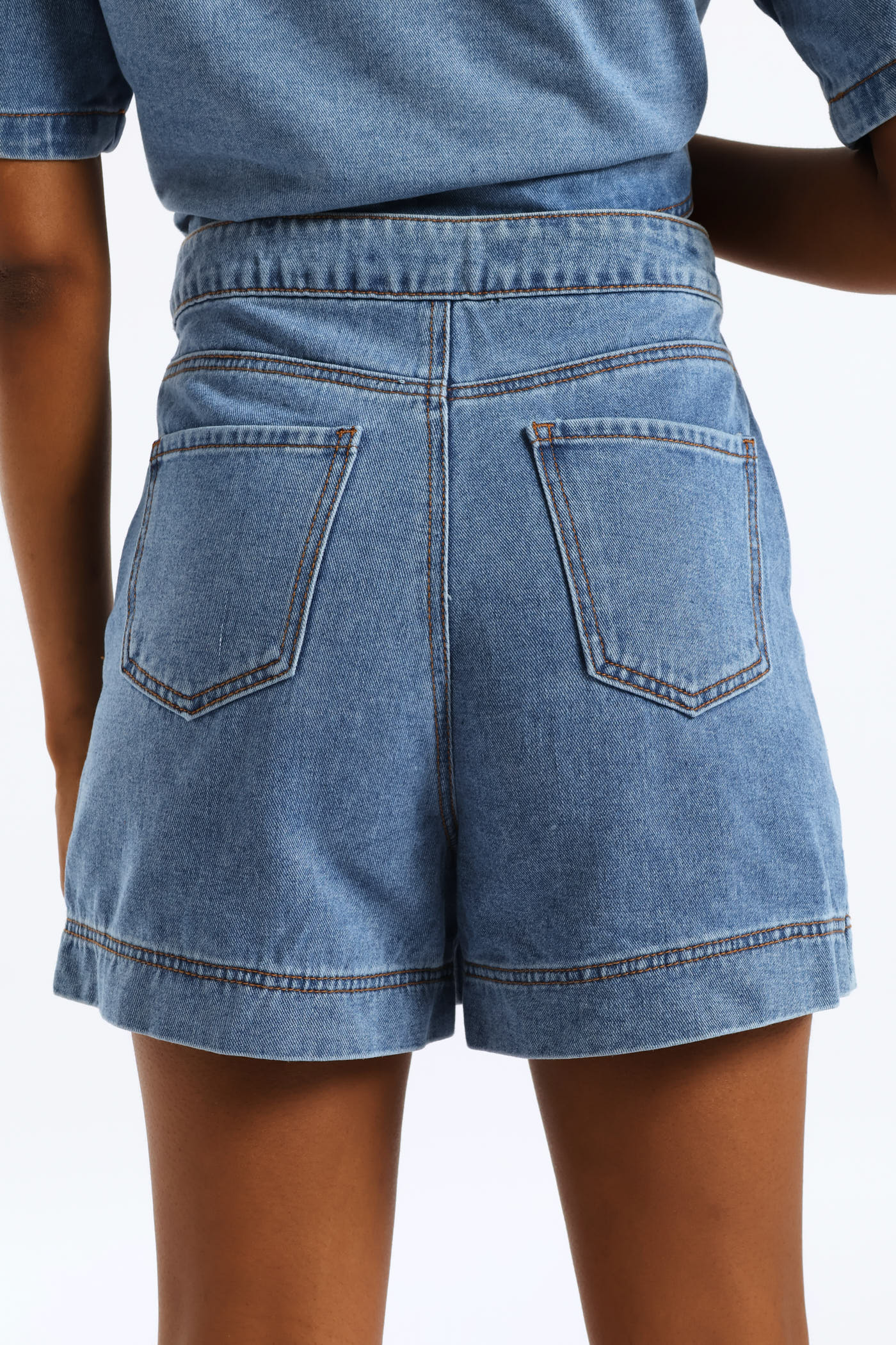 Pocket Detail Denim Skort - Medium Wash - Image 5