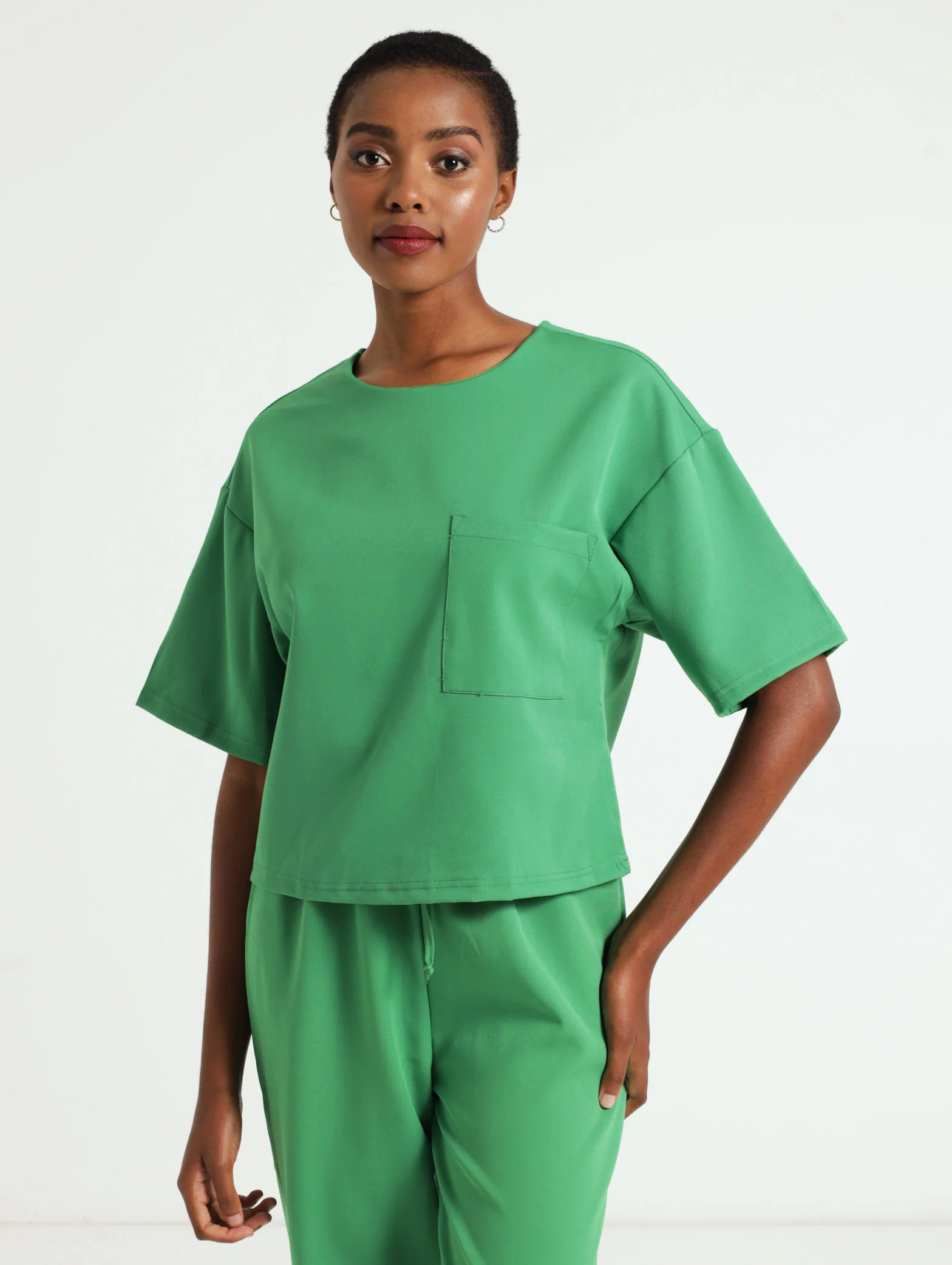 Pocket Detail Plain Barbi Top