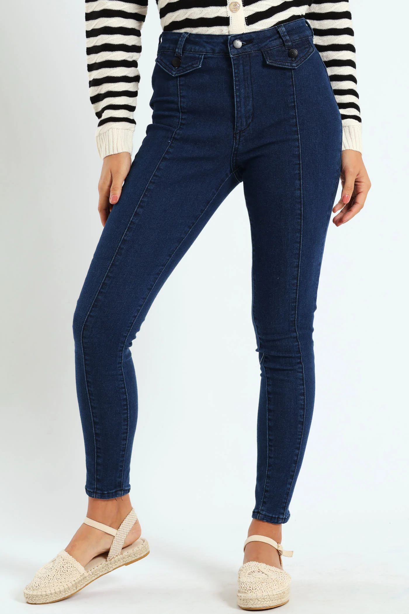 Pocket Detail Seam Front Skinny Jean - Ink