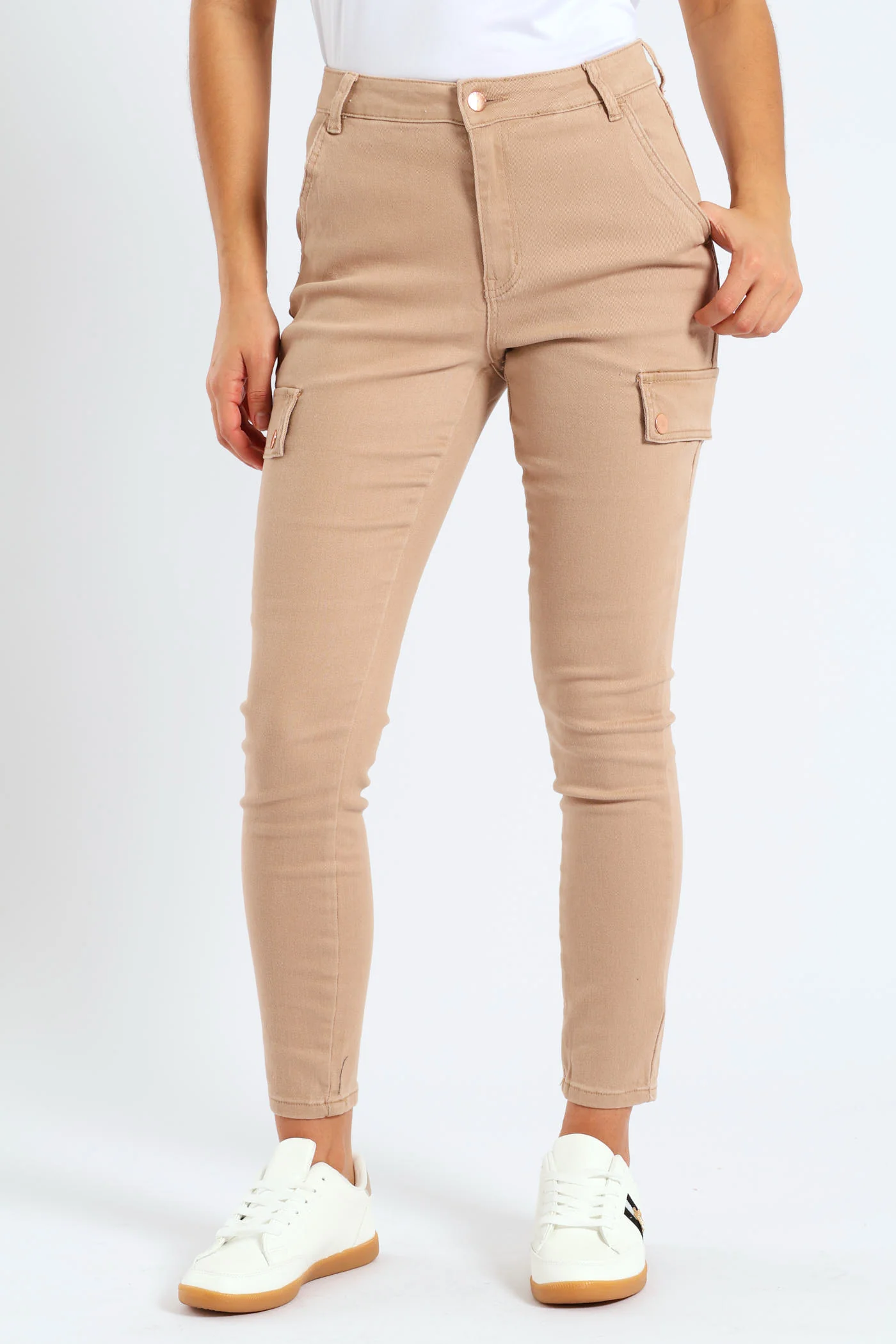 Pocket Detail Stretch Skinny Jean - Taupe