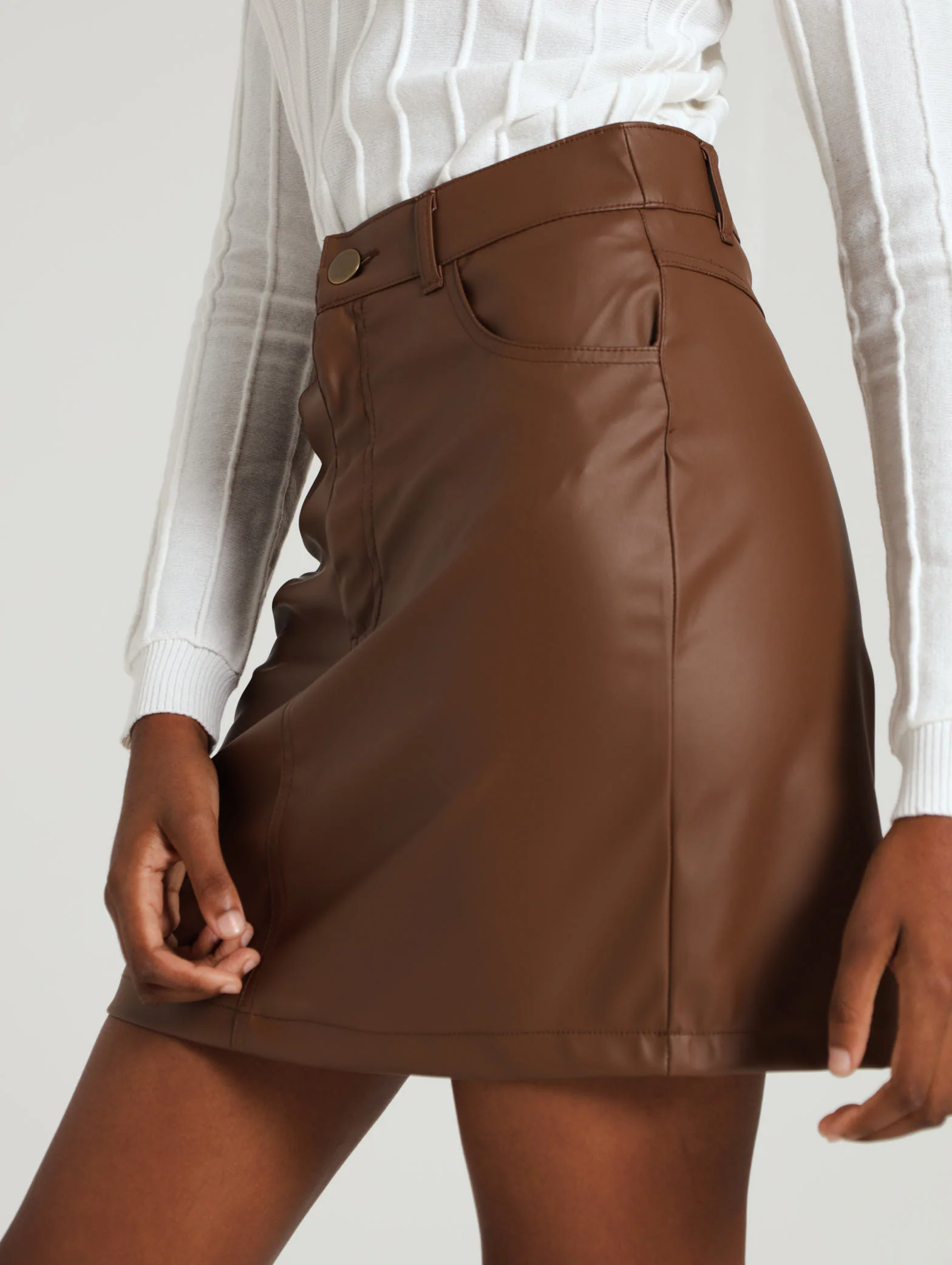 Pocket Front PU Skirt - Image 2