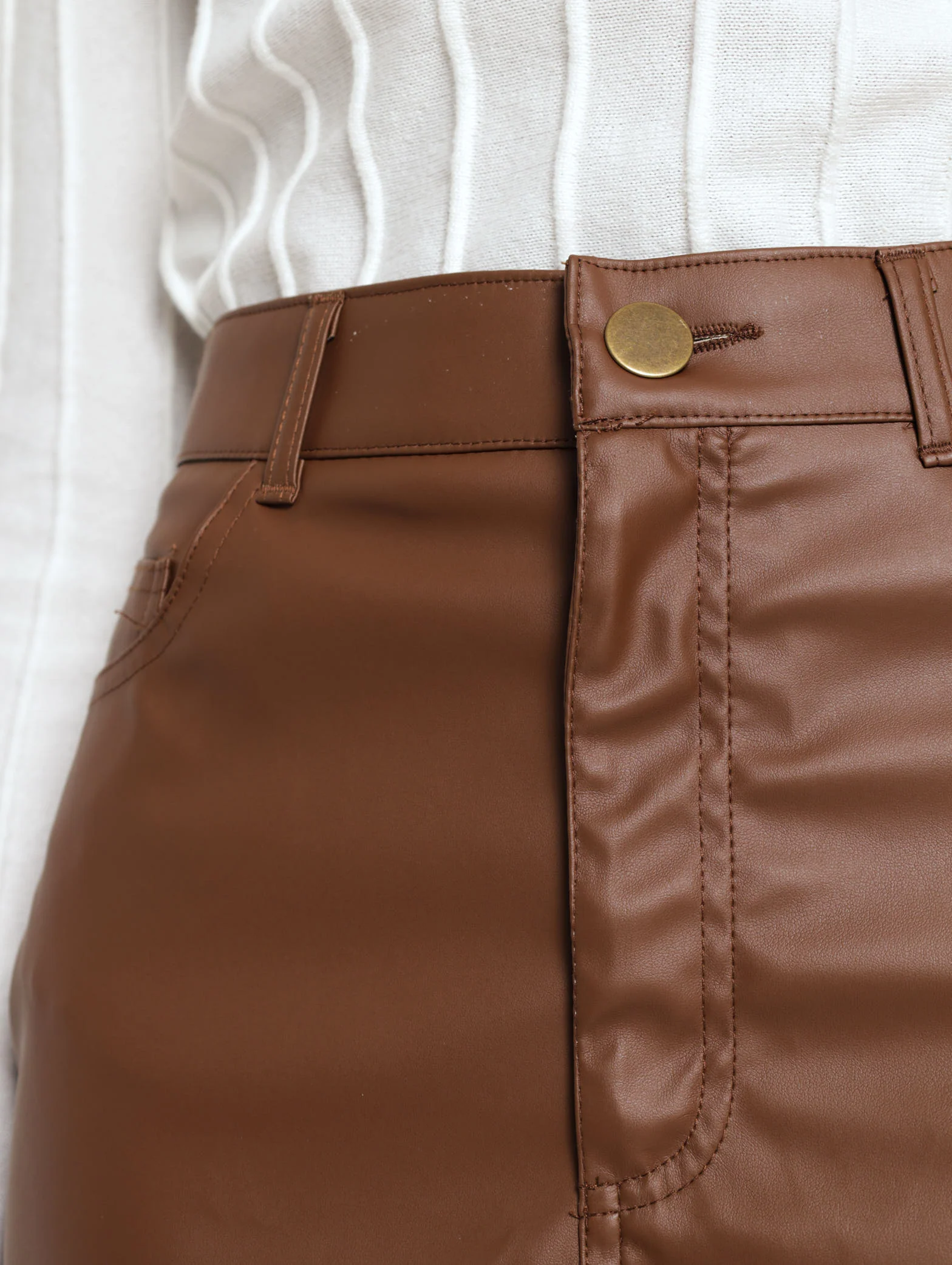 Pocket Front PU Skirt - Image 4