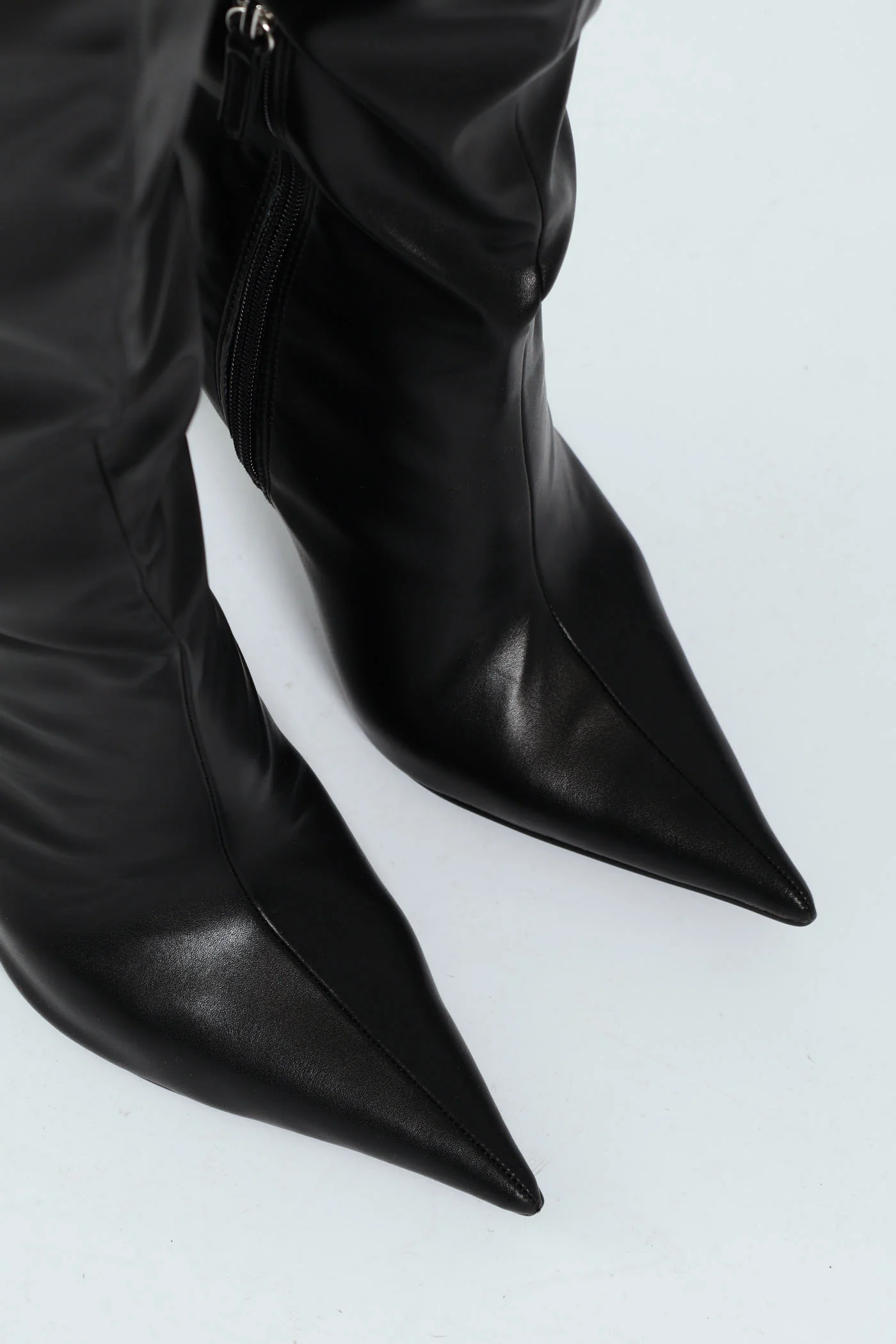 Pointed Hi Stiletto Thigh Length Boot - Black - Image 4