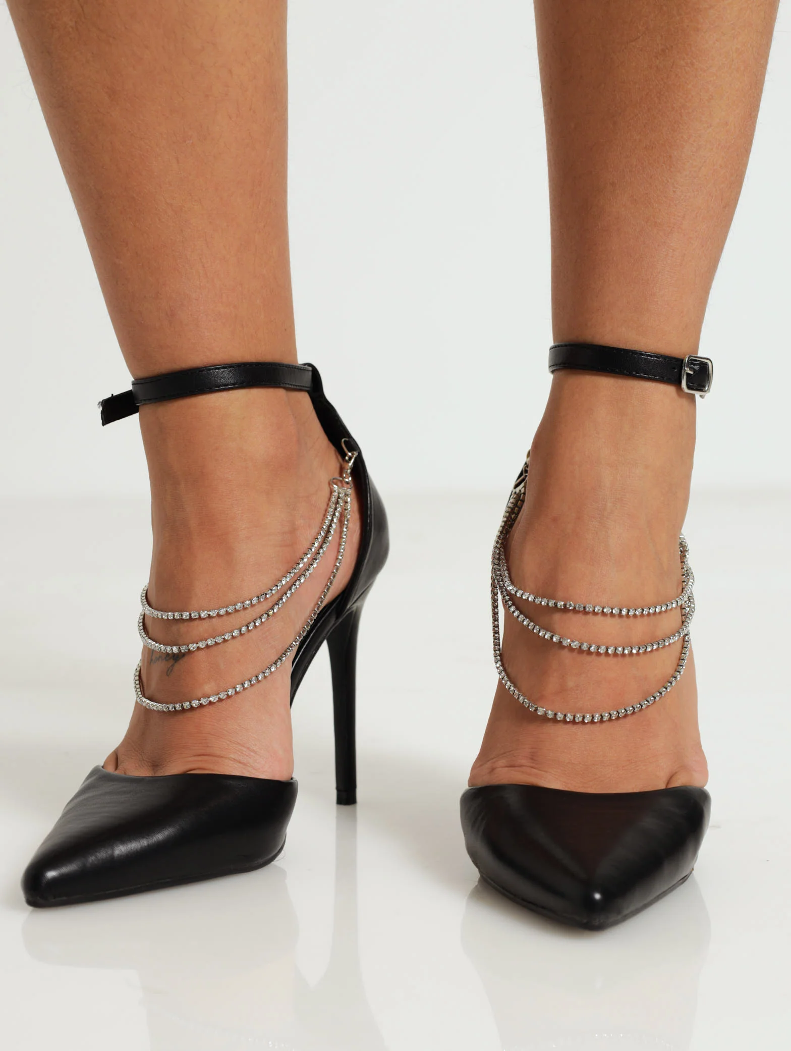 Pointy Court With Diamante Draped Trim Stiletto