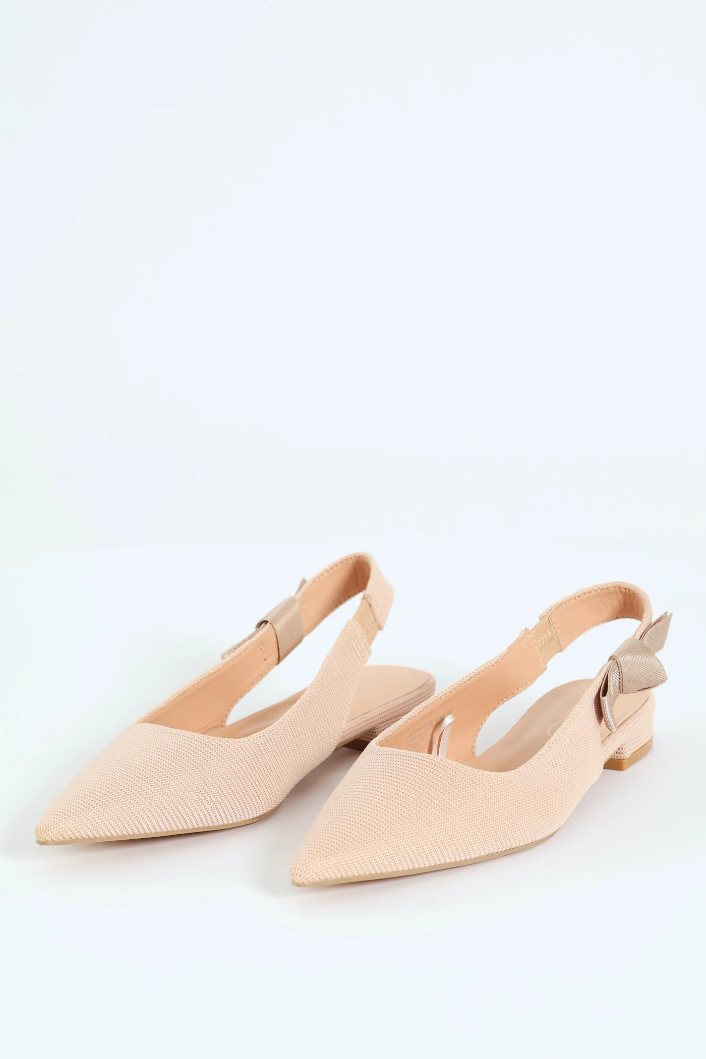 Pointy Fabric Pump With Canvas Bow Slingback - Sand