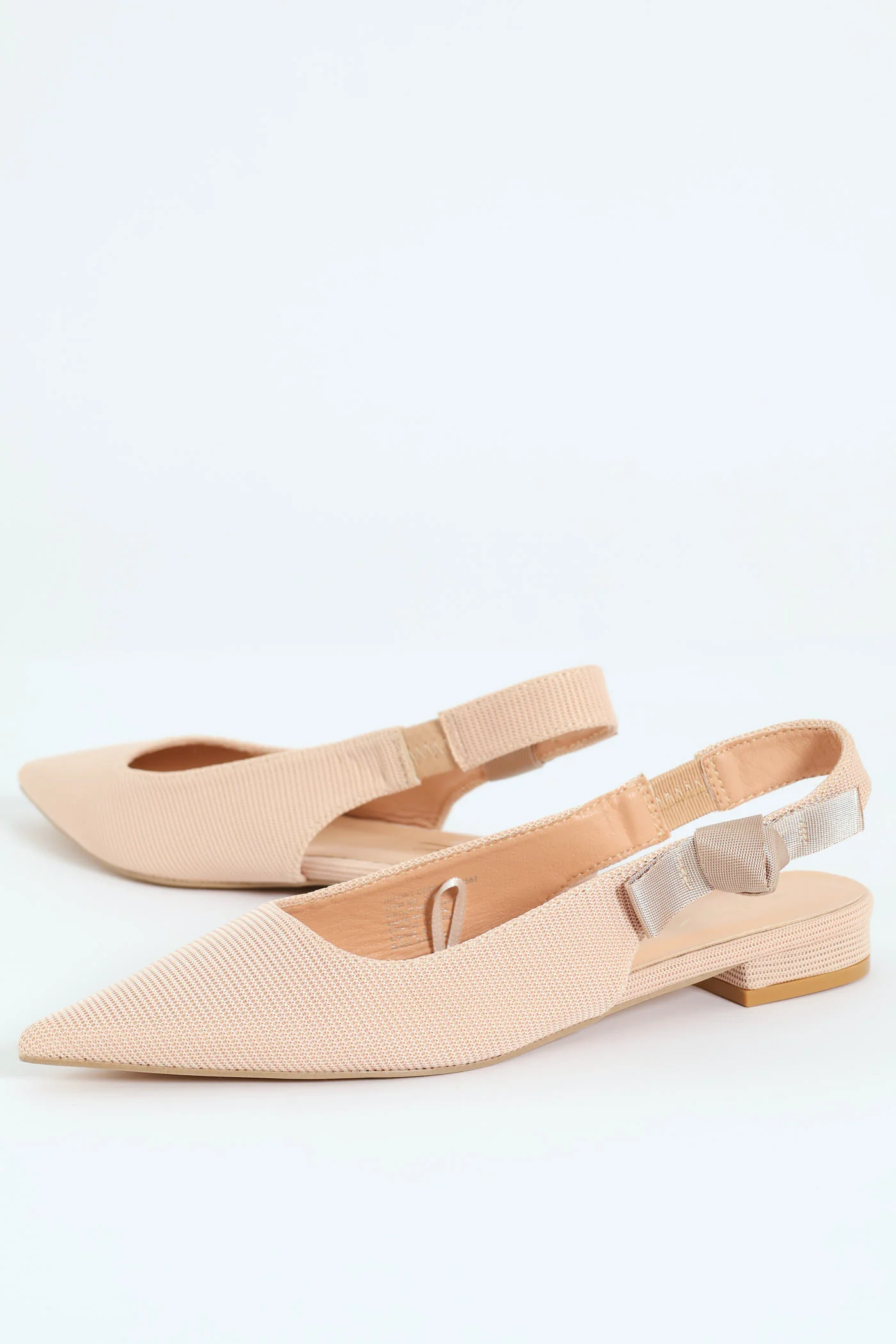 Pointy Fabric Pump With Canvas Bow Slingback - Sand - Image 3