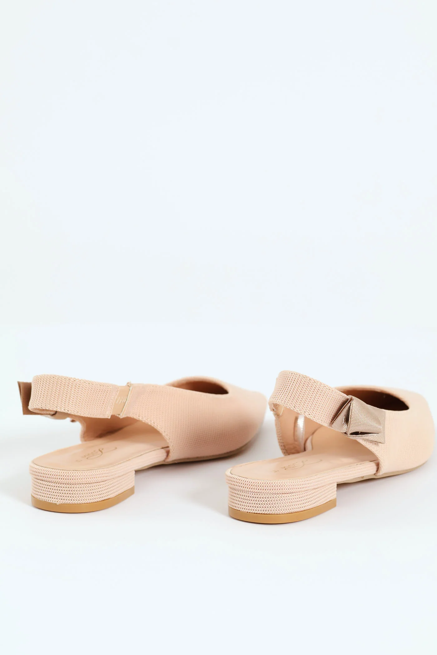 Pointy Fabric Pump With Canvas Bow Slingback - Sand - Image 4