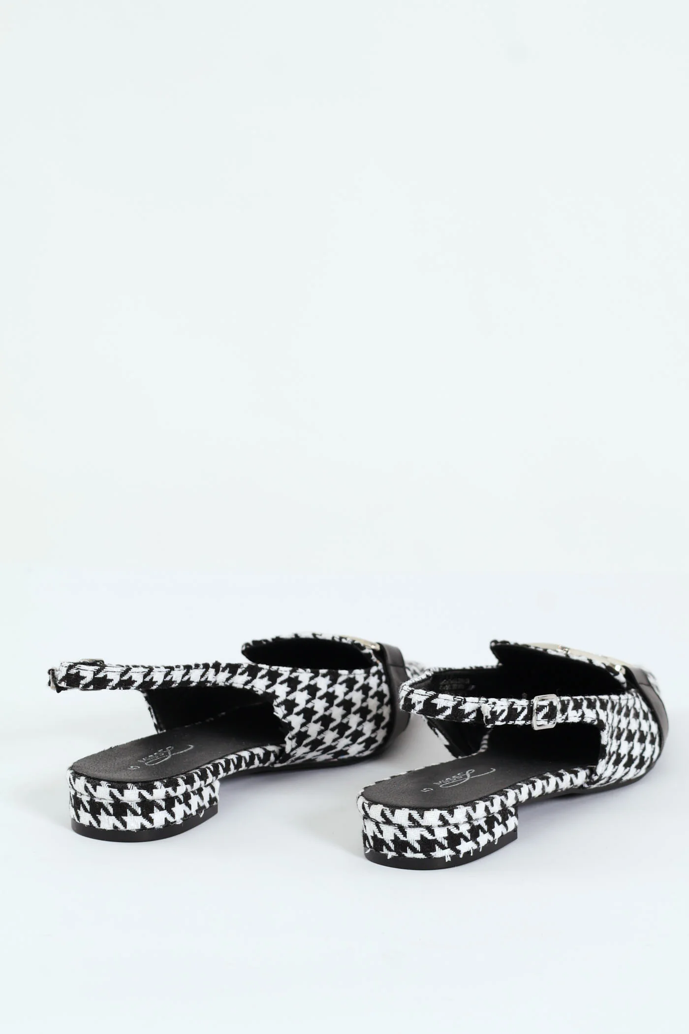 Pointy Houndstooth Slingback Loafer Pump - Black/White - Image 3