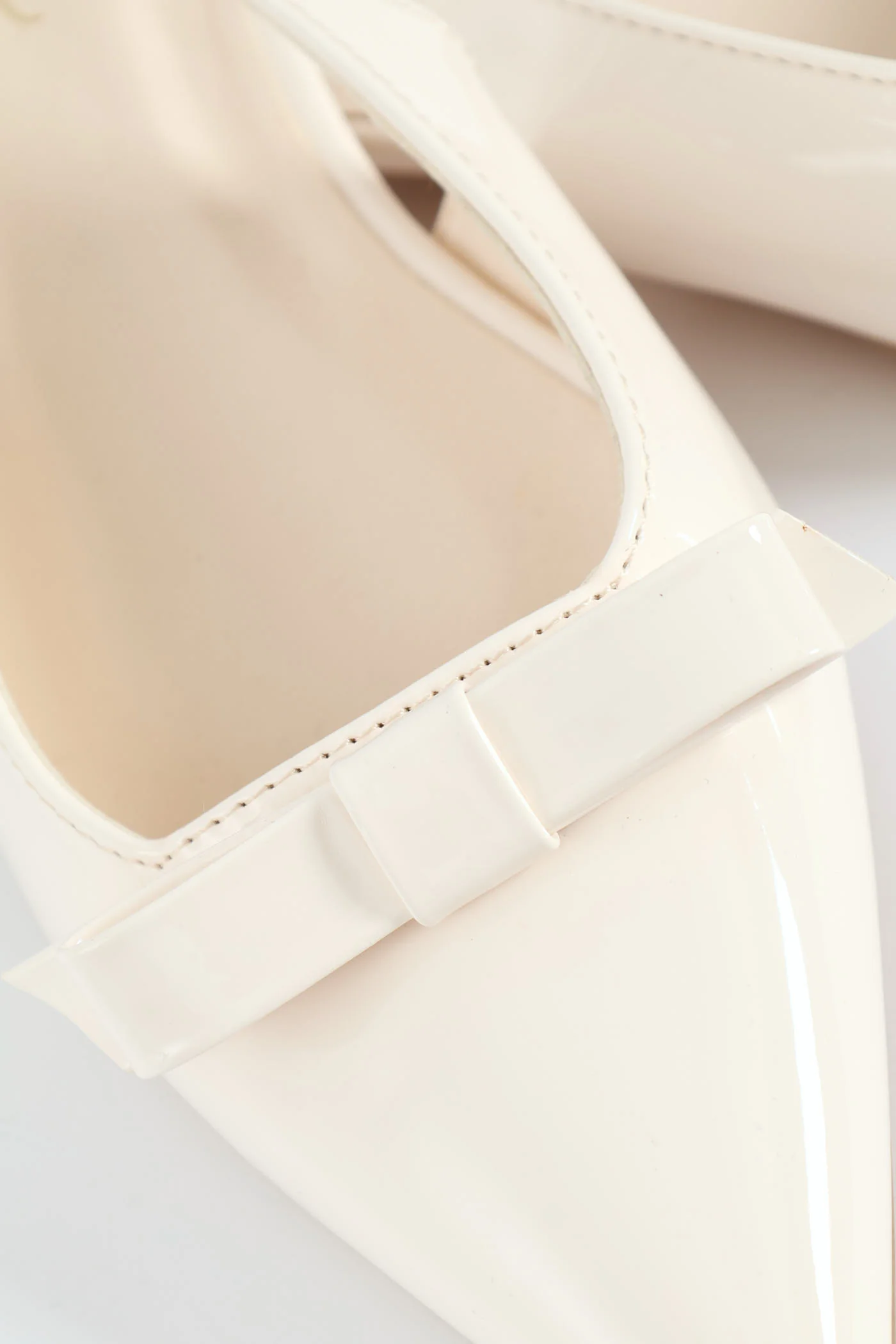 Pointy Patent Slingback Pump - Cream - Image 5