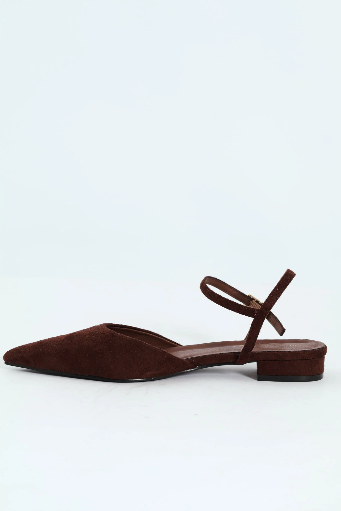 Pointy Pump With Ankle Buckle - Chocolate
