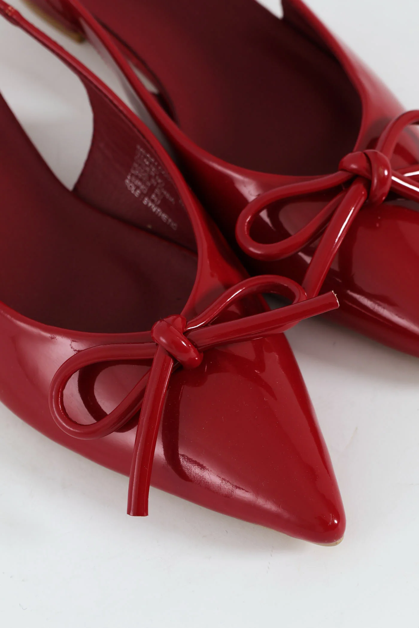 Pointy Slingback Pump With Tube Bow - Red - Image 4