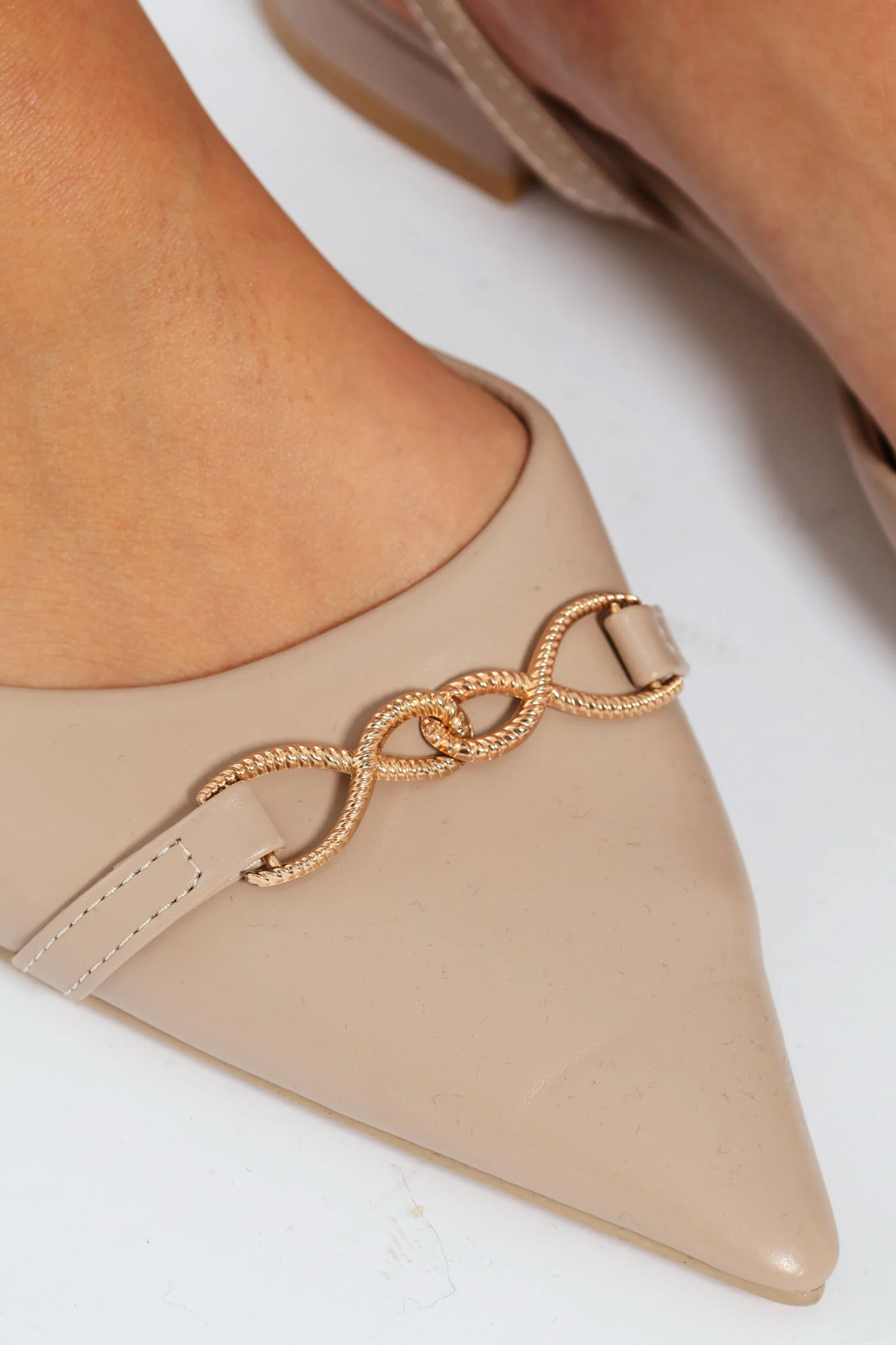 Pointy Slingback Pump With Twist Trim - Taupe - Image 2