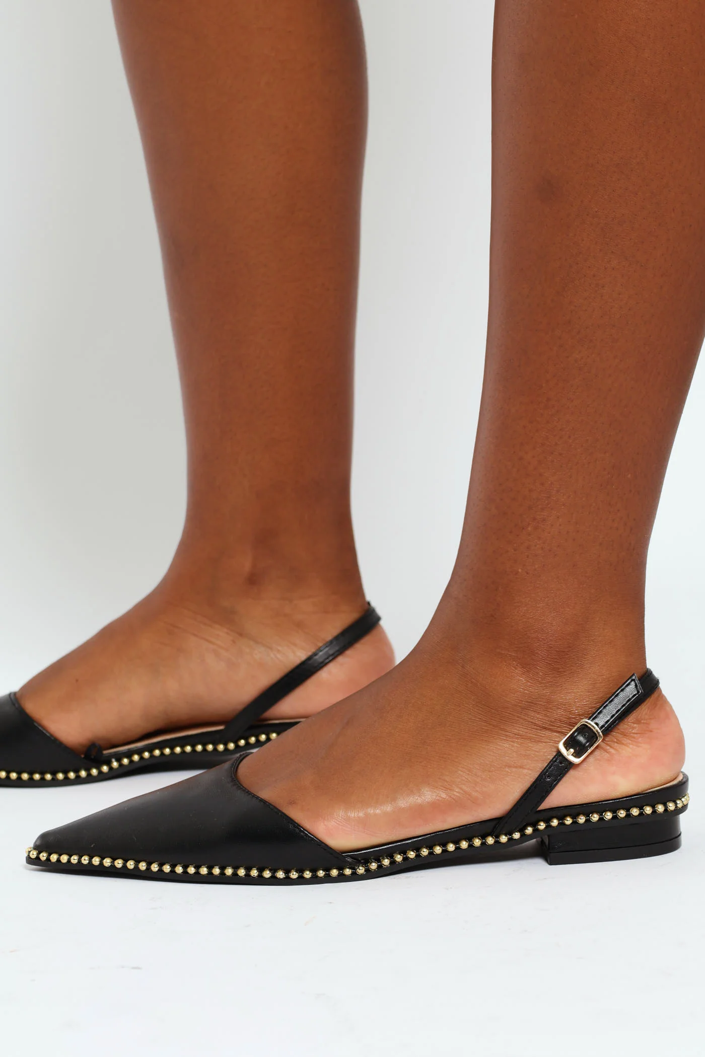 Pointy Stud Slingback Pump - Black - Image 2