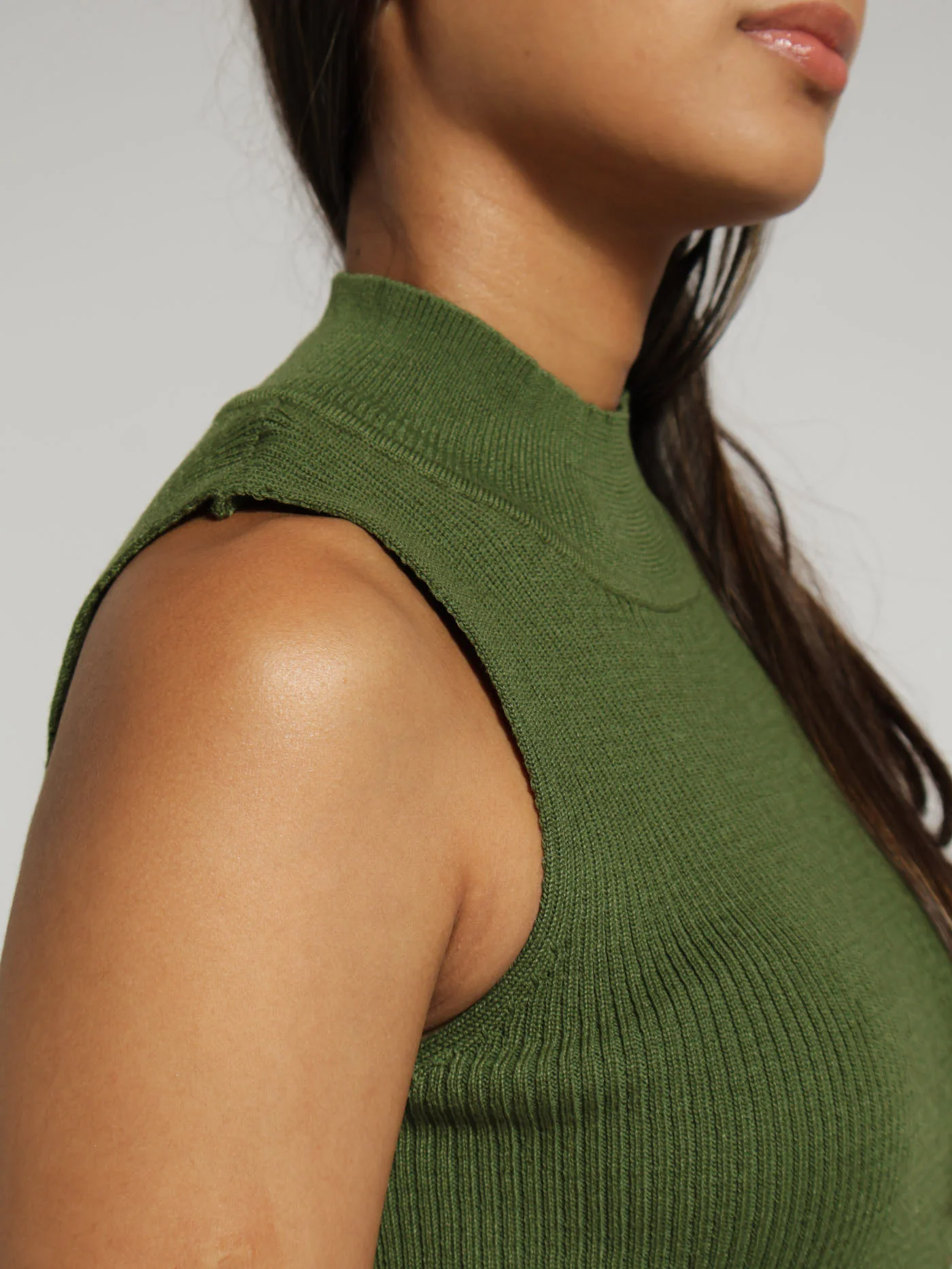 Polar Neck Knitwear Bodycon Dress - Fatigue - Image 4