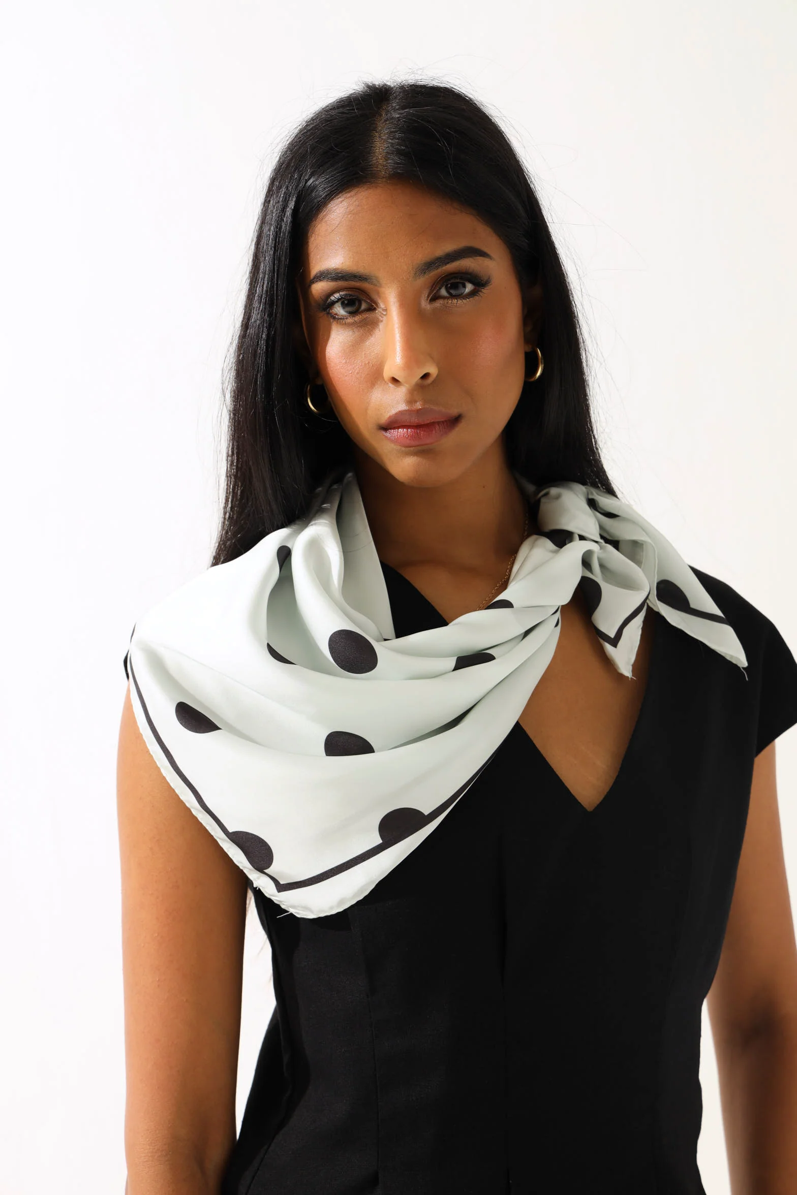 Polka Dot Print Satin Scarf - Multi