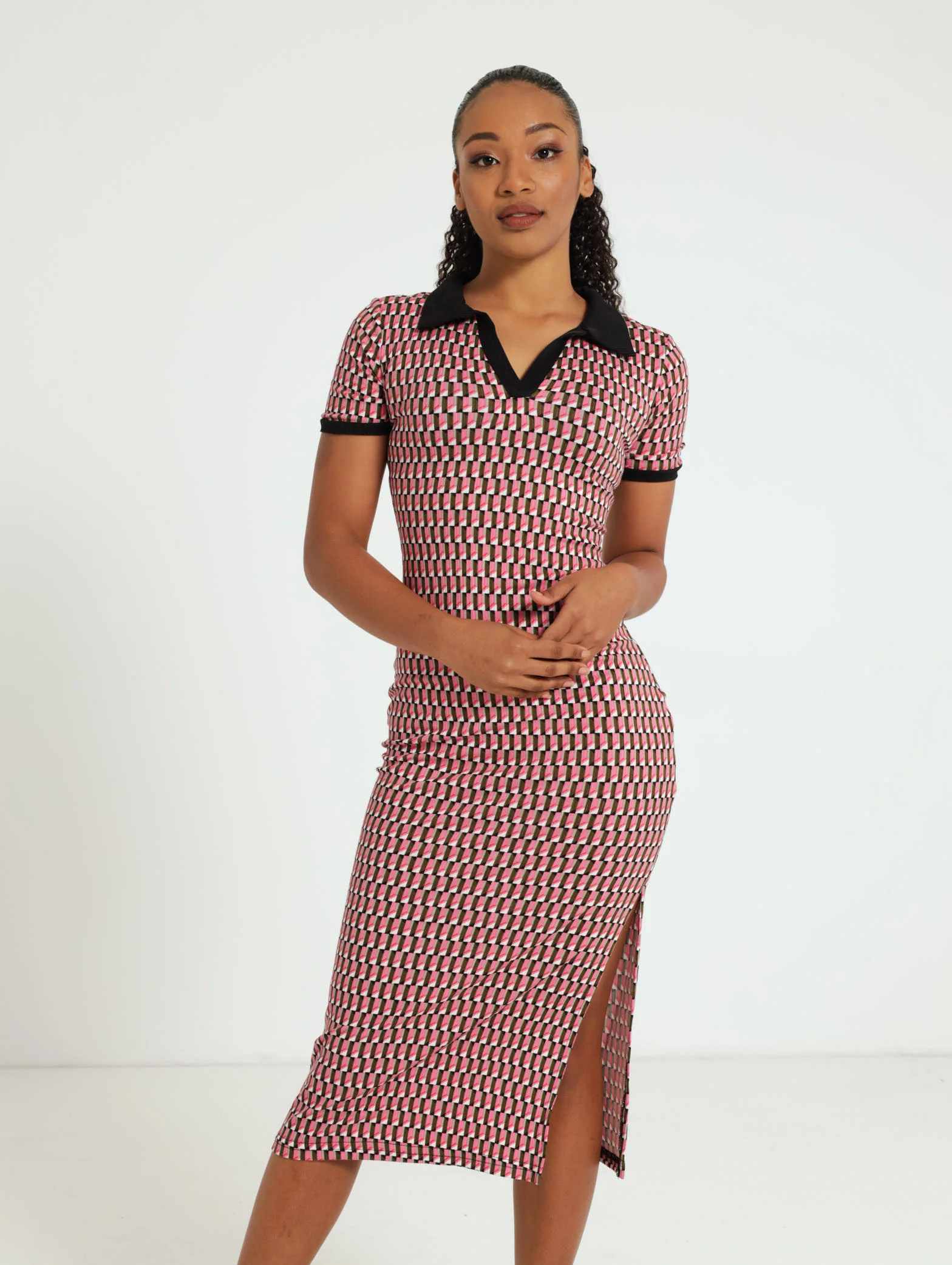 Polo Contrast Tube Midi Dress