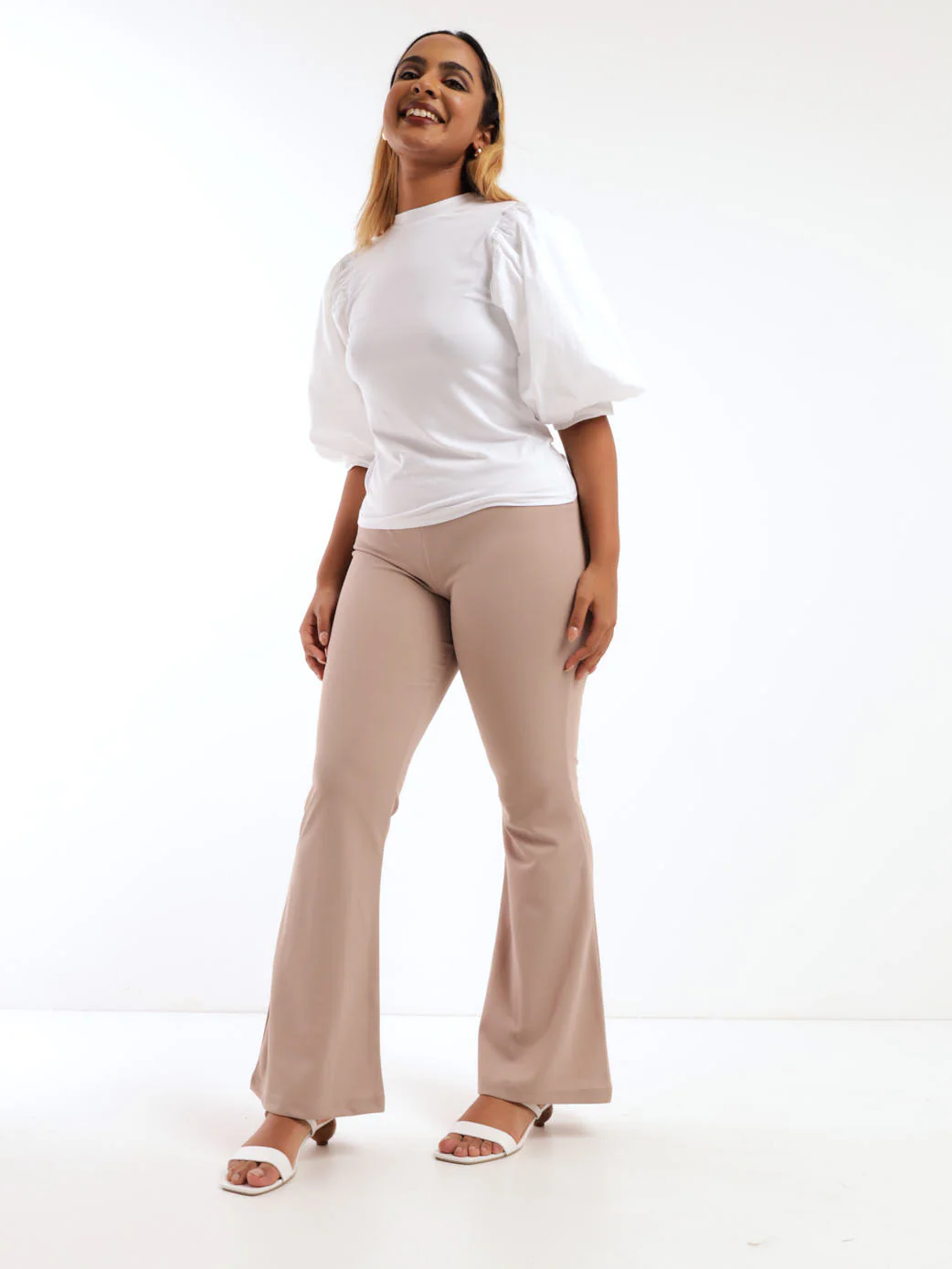 Poplin Puff Sleeve Top -  White - Image 2