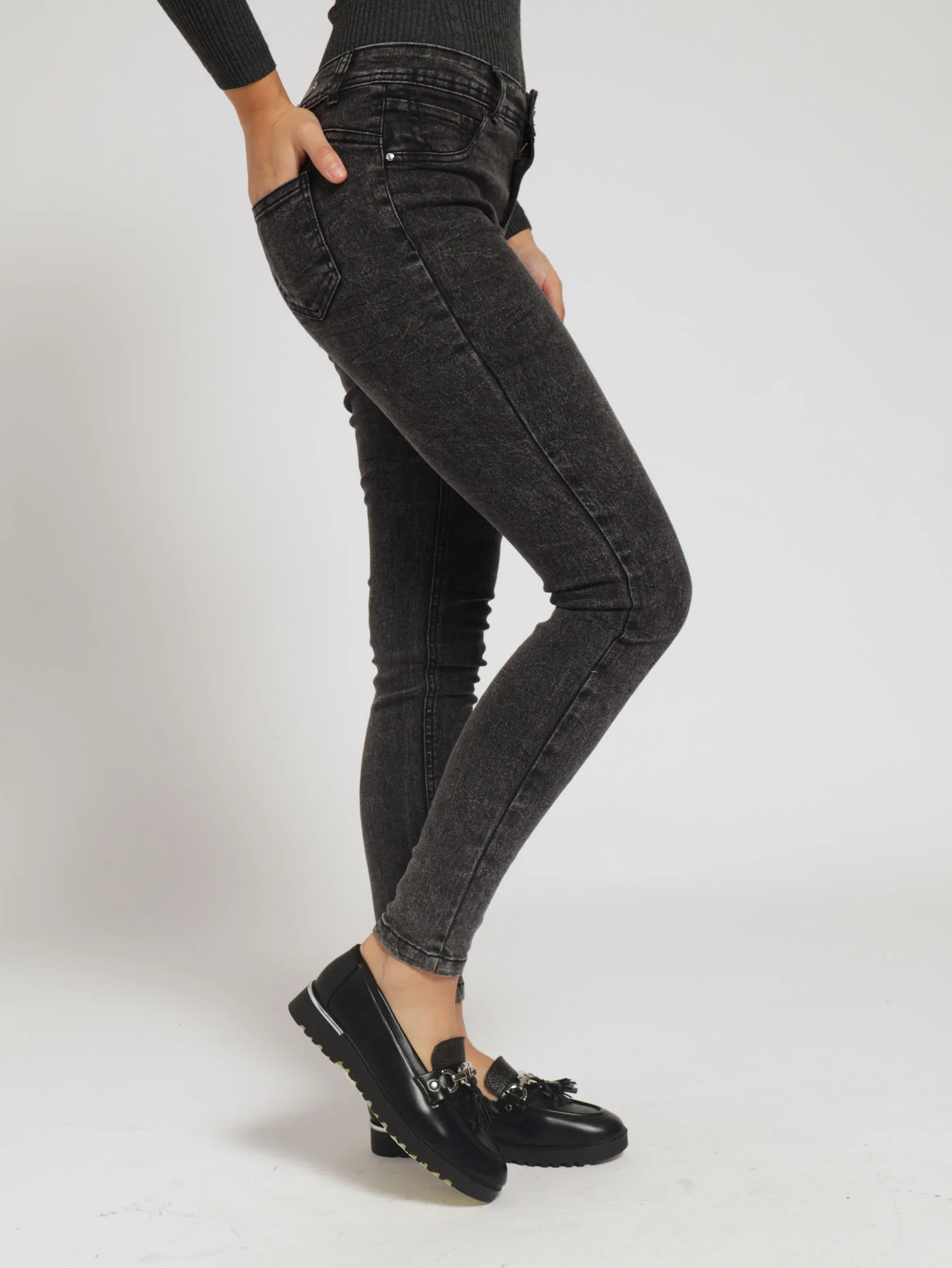 Portia Push Up Denim Jean - Black Acid - Image 2