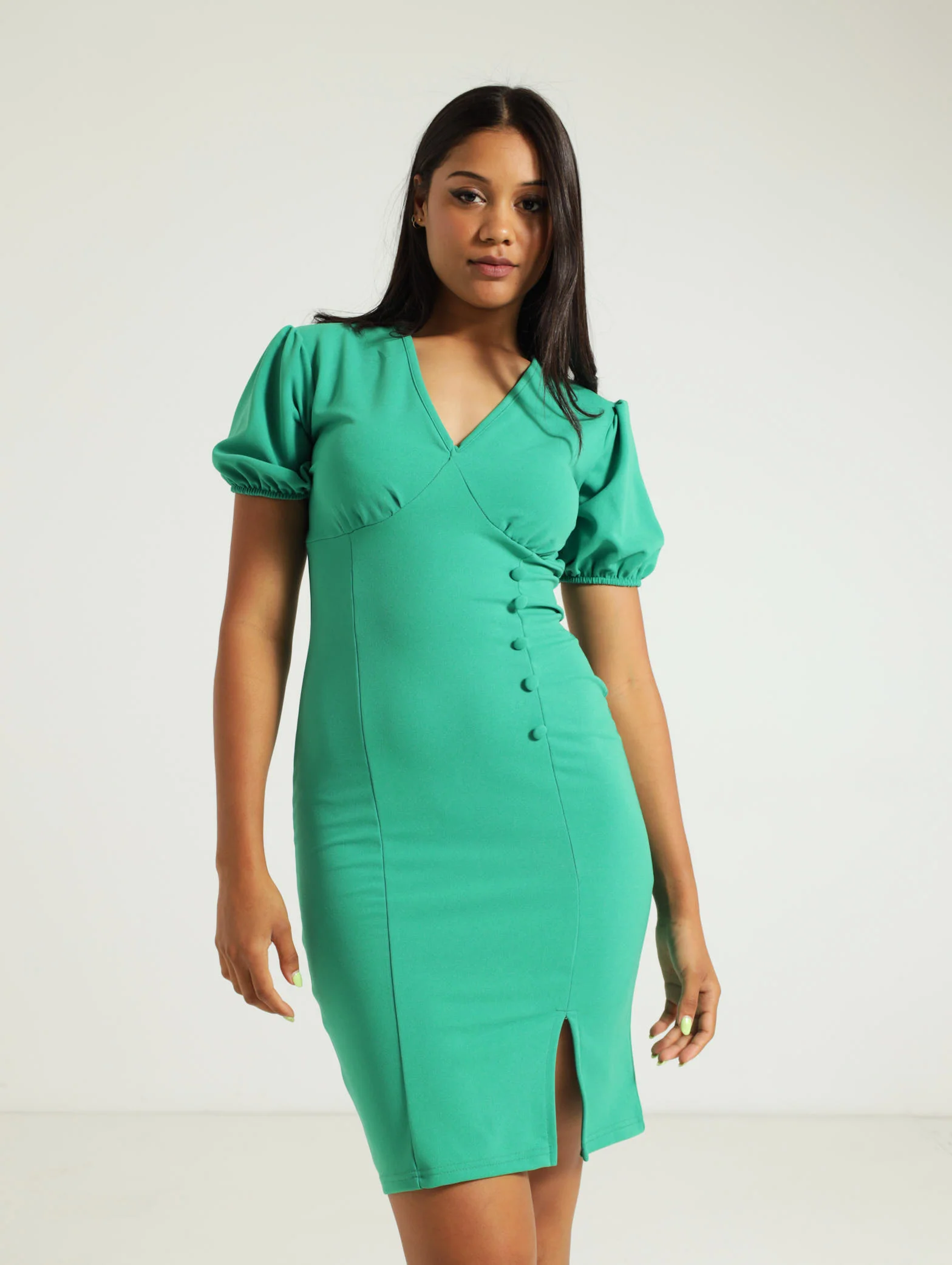 Princess Panel Button Detail Dress