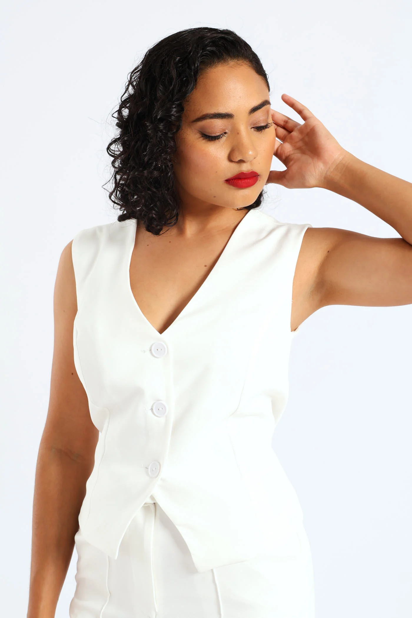 Princess Panel Waistcoat - White - Image 4