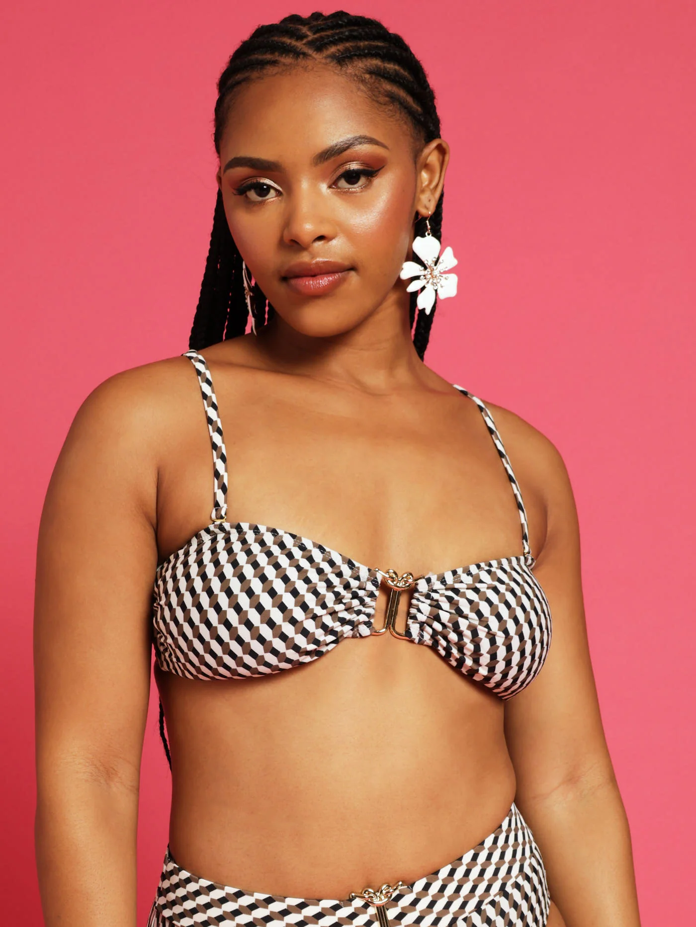 Printed Bandeau Bikini Top - Multi - Image 2
