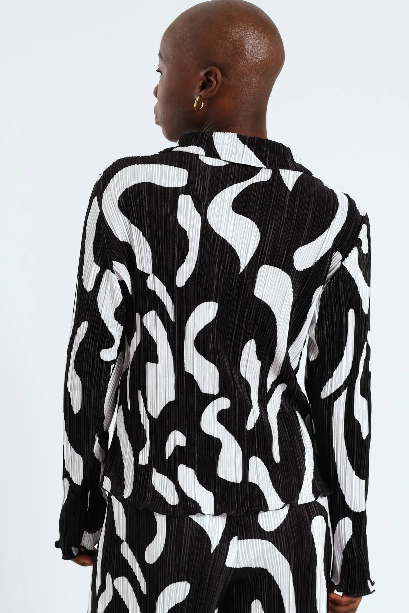 Printed Bodre Shirt - Black/White - Image 4
