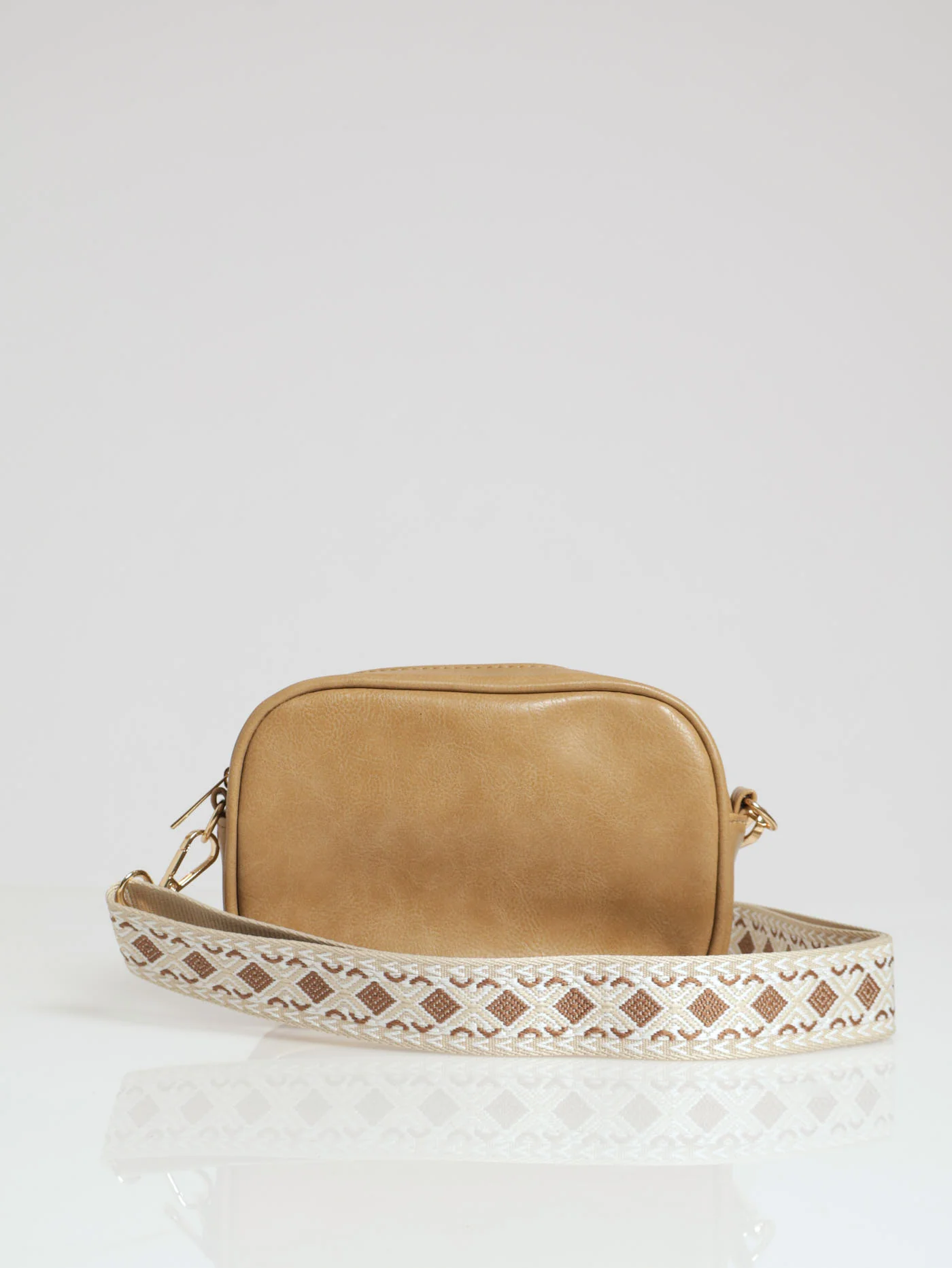 Printed Canvas Strap Messenger Bag - Neutral
