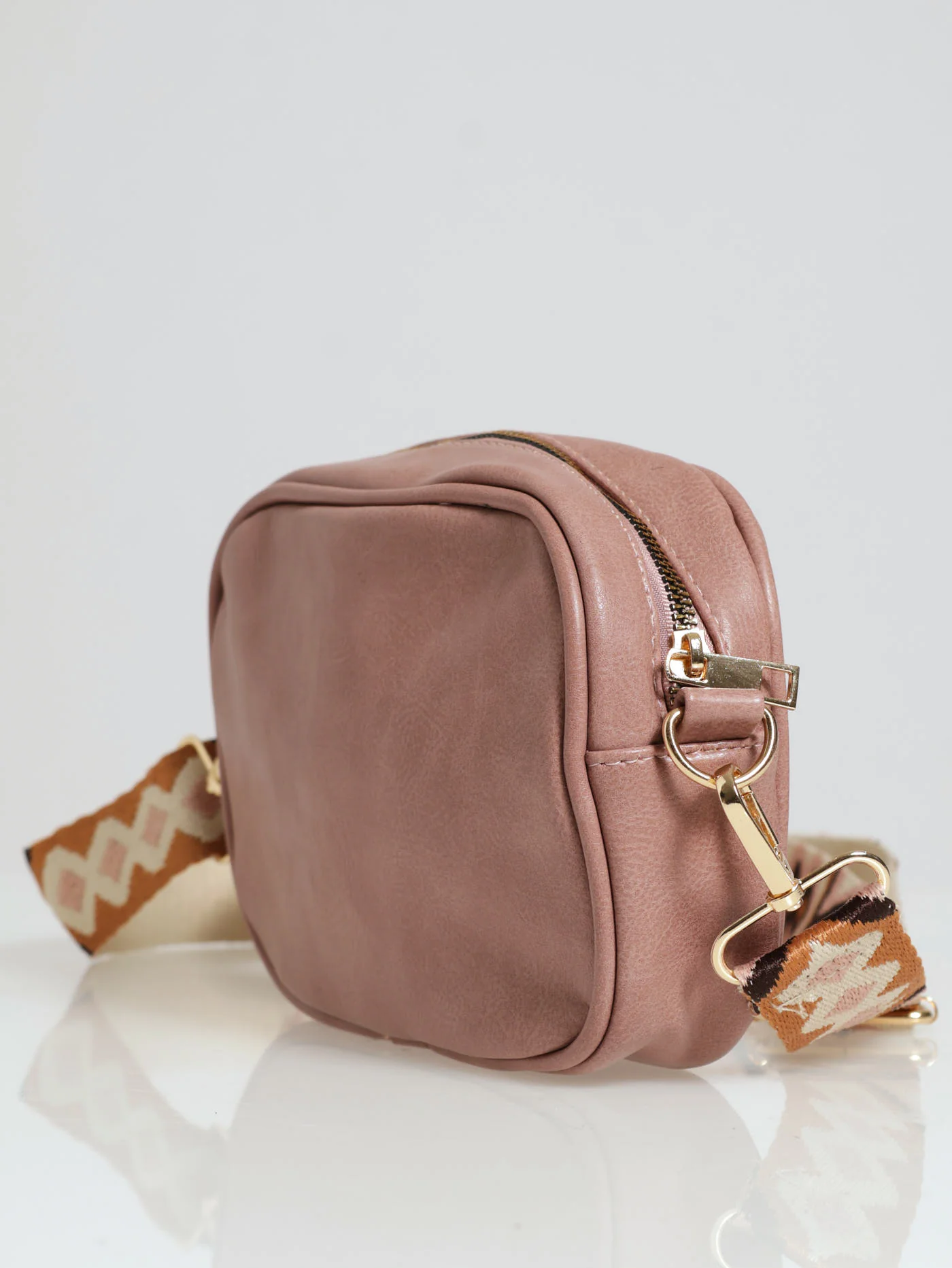 Printed Canvas Strap Messenger Bag - Pink - Image 2