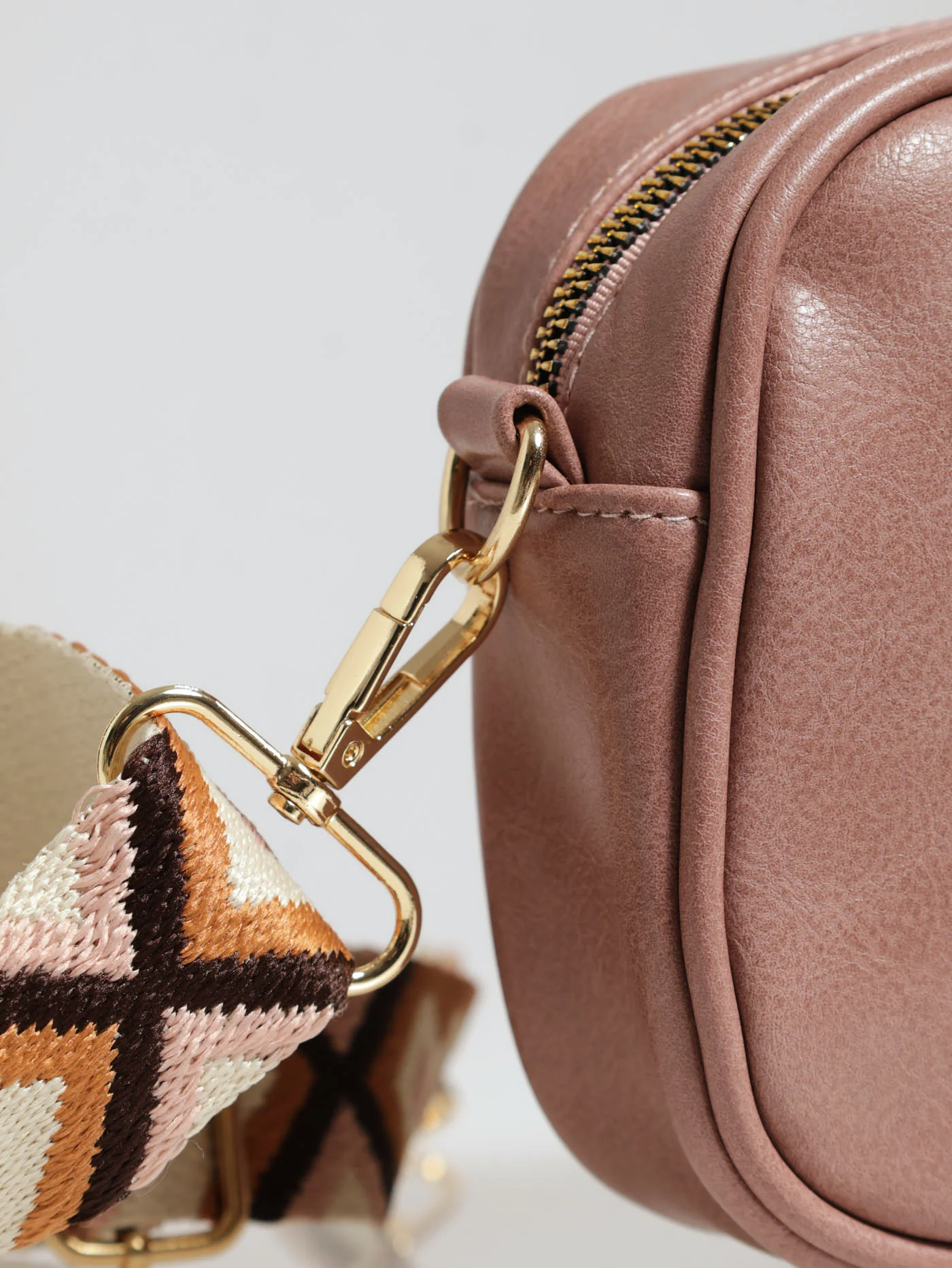 Printed Canvas Strap Messenger Bag - Pink - Image 3