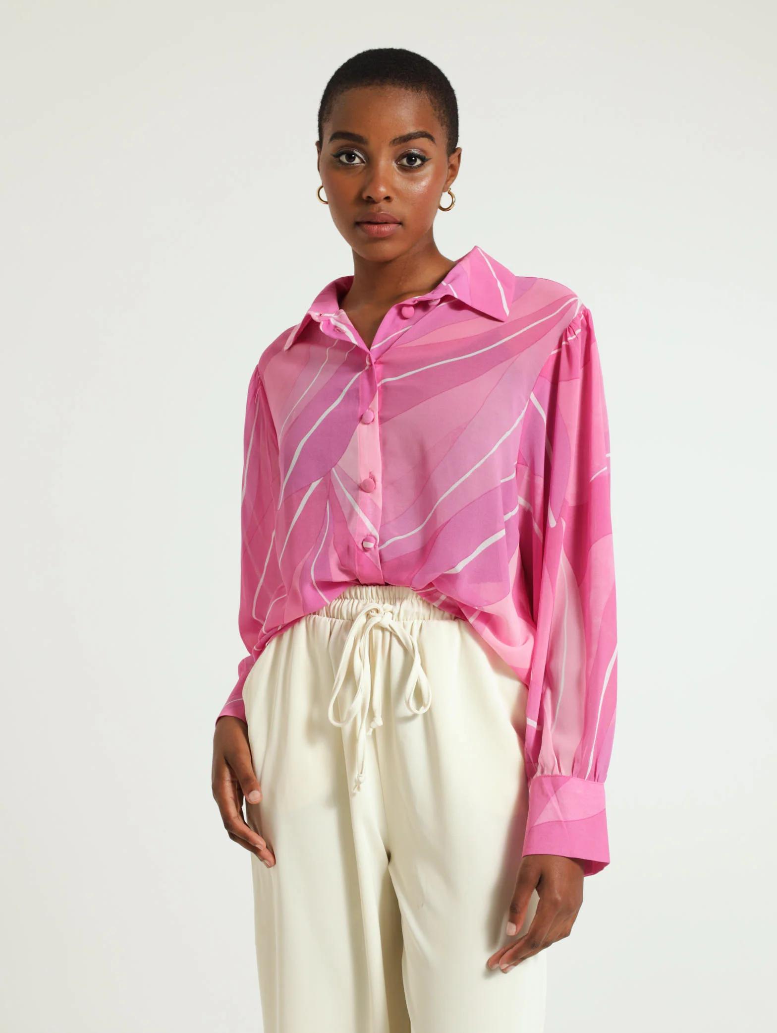 Printed Contrast Georgette Shirt