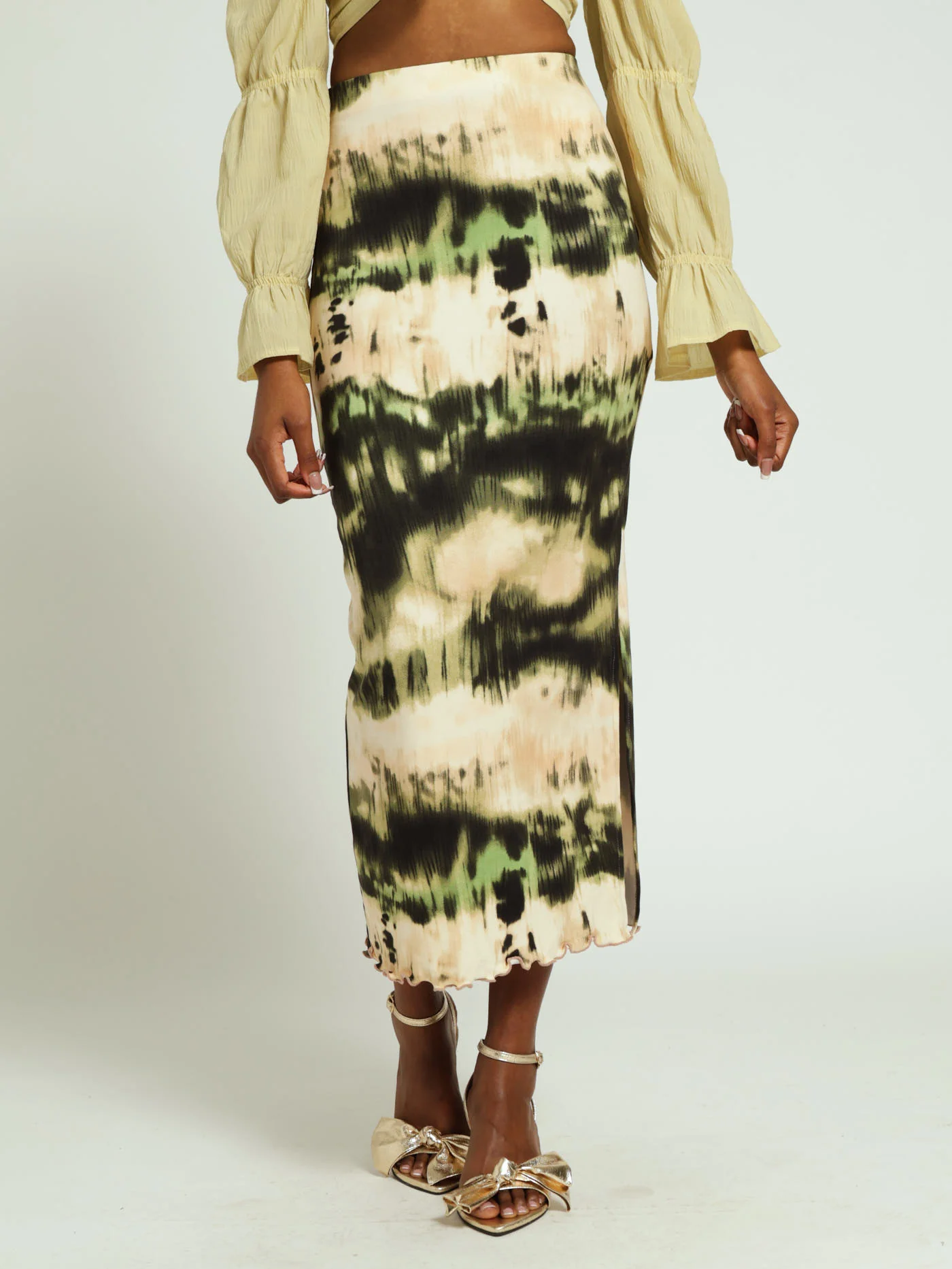 Printed Ditsy Midaxi Skirt