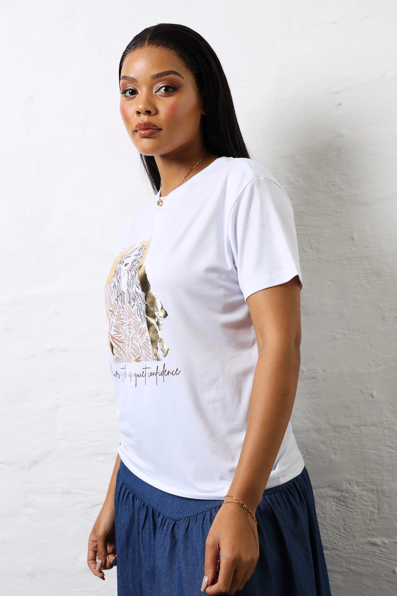 Printed Jacket Girl Screen Tee - White - Image 2