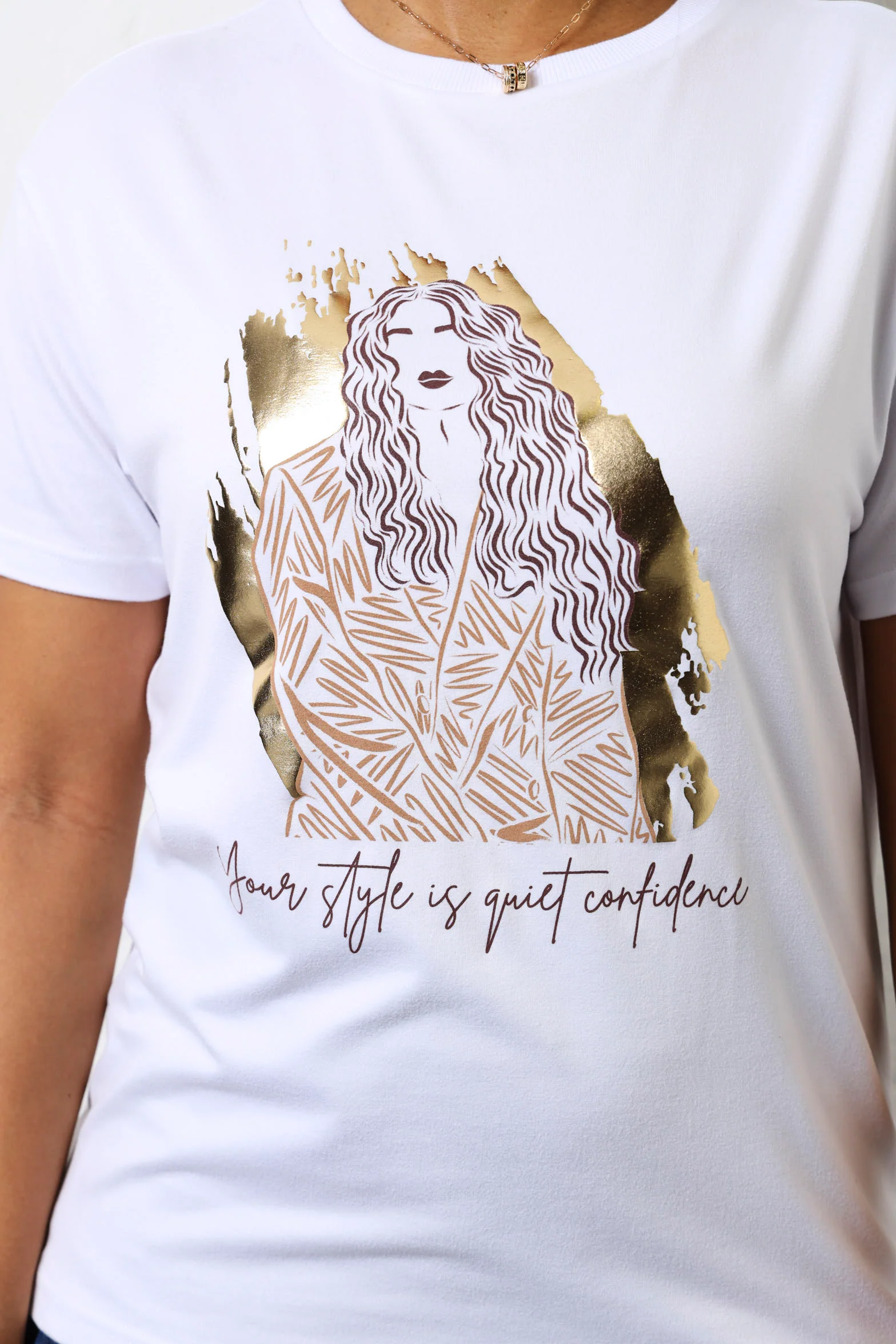 Printed Jacket Girl Screen Tee - White - Image 4